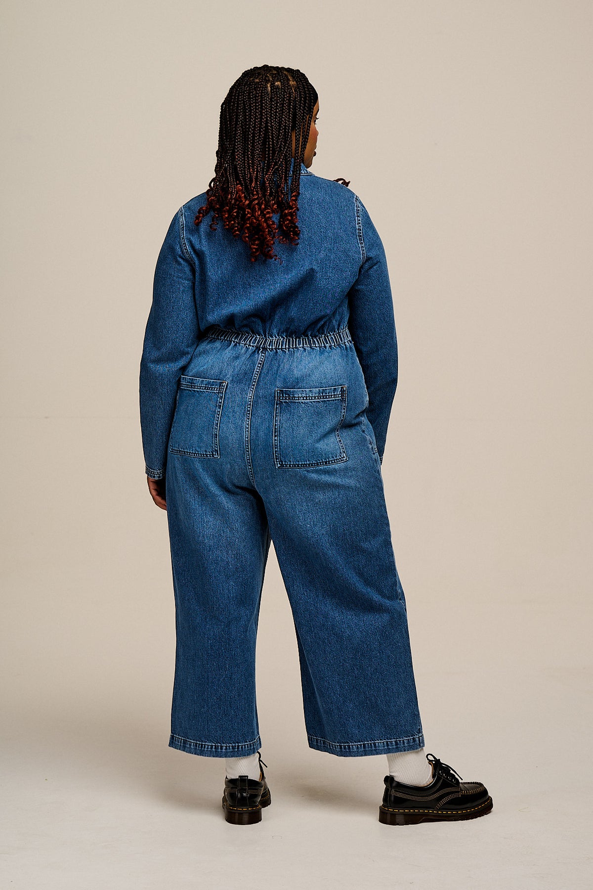 Tavira - Long Sleeve Jumpsuit Organic Cotton Denim in Vintage Wash