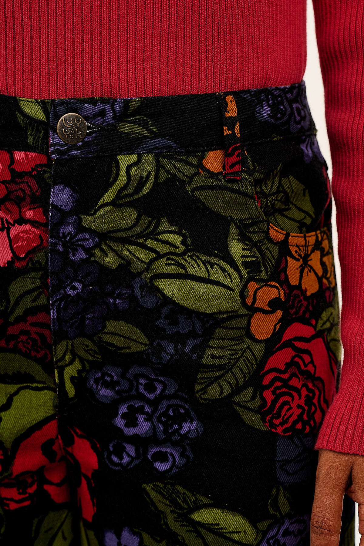 Drew - Cropped Straight Leg Trousers Organic Cotton in Maria Print