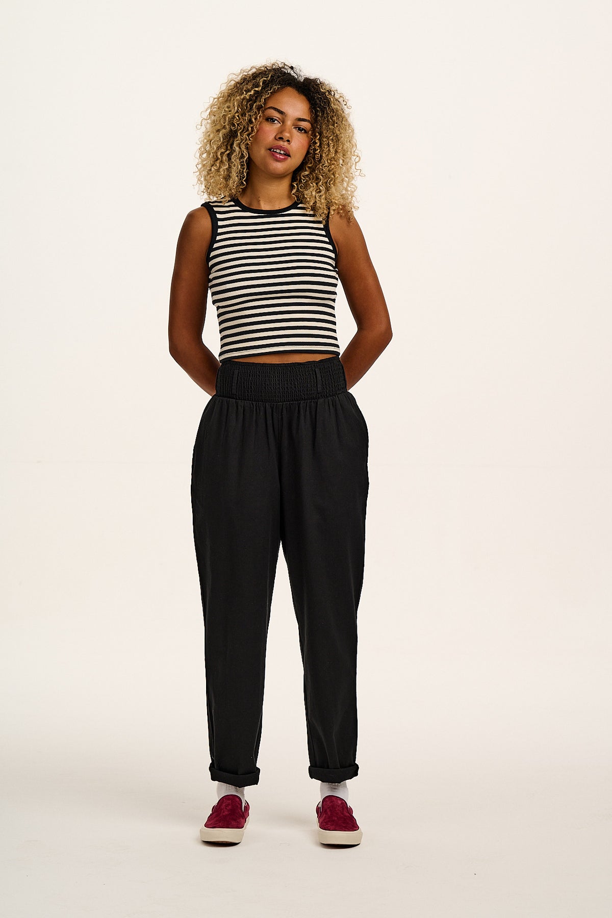 Alexa - Tapered Leg Trousers Organic Cotton in Black