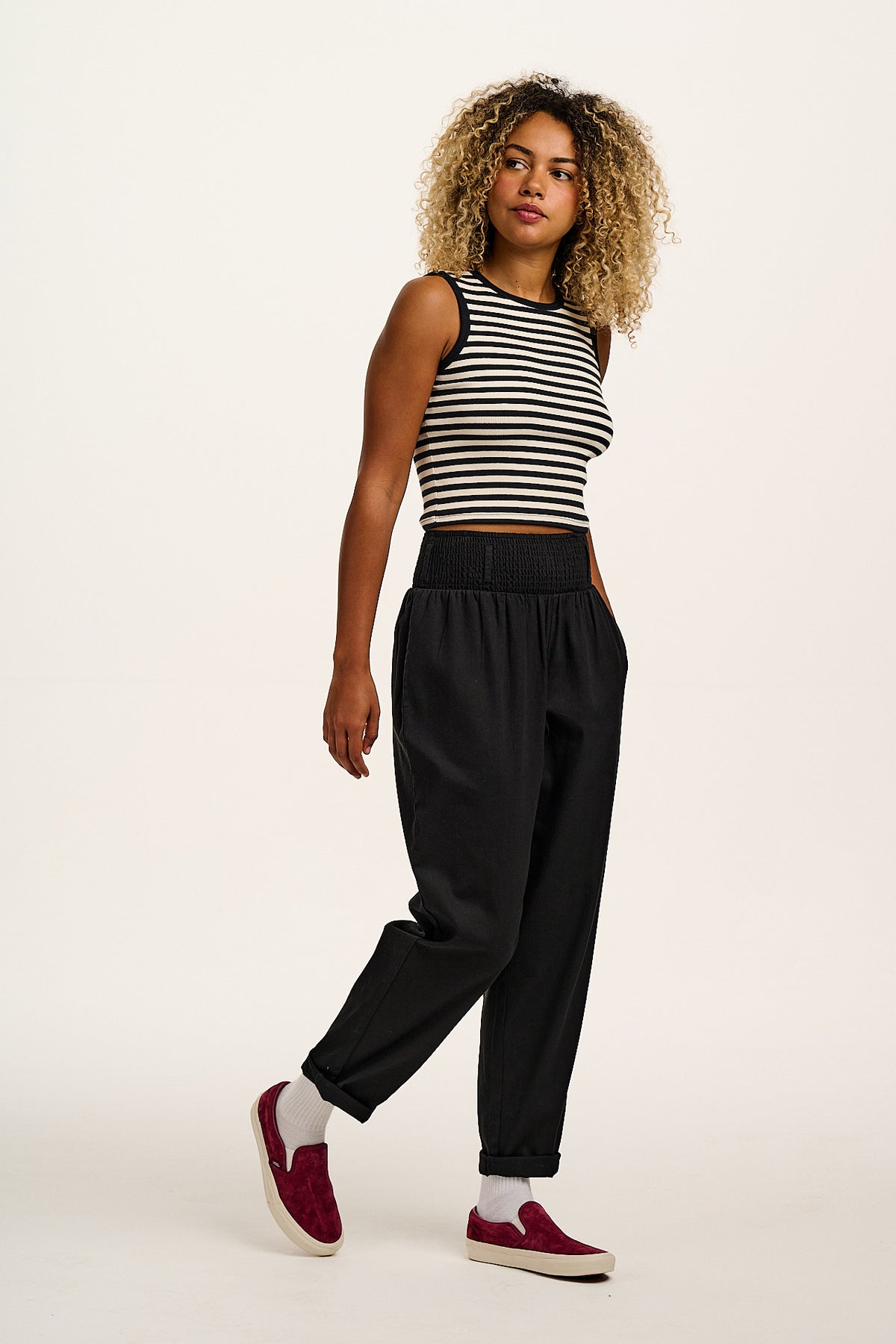 Alexa - Tapered Leg Trousers Organic Cotton in Black