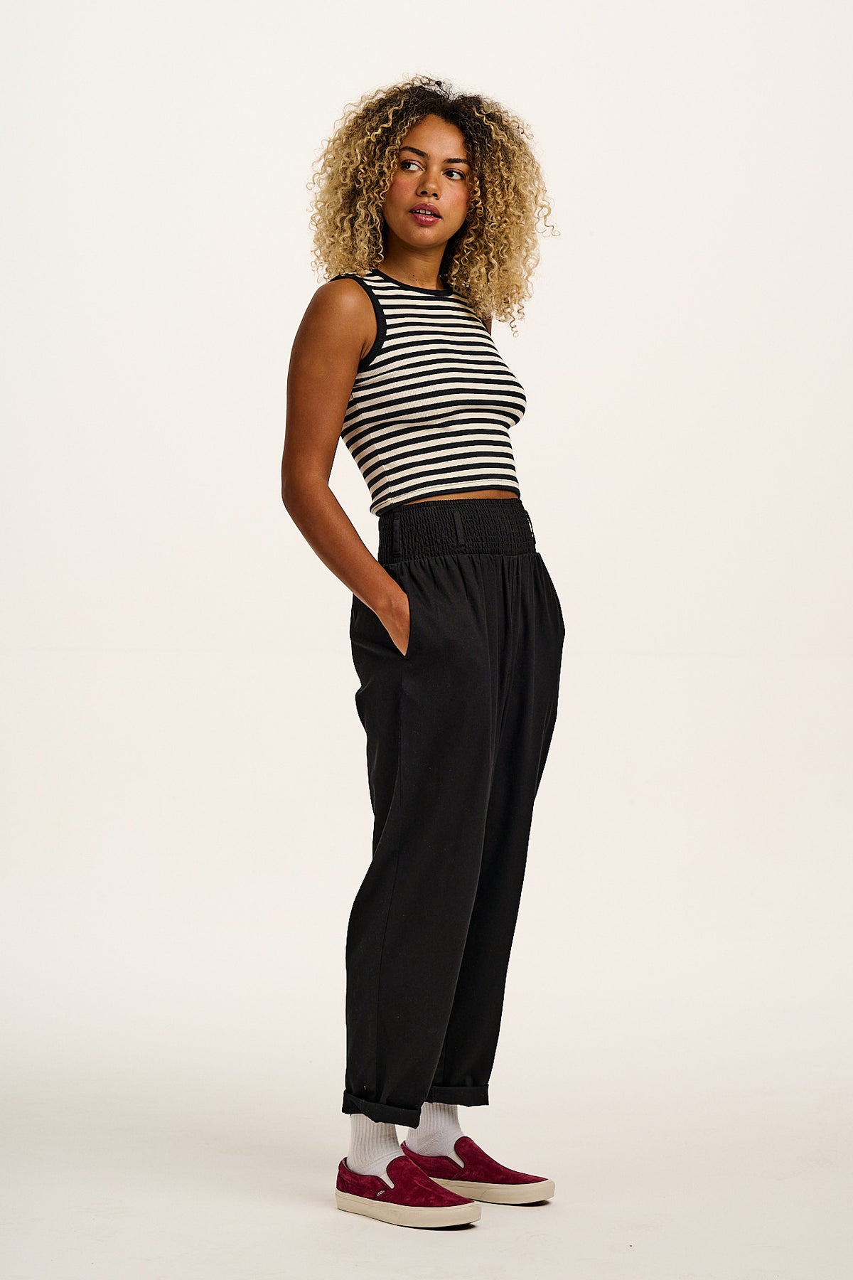 Alexa - Tapered Leg Trousers Organic Cotton in Black