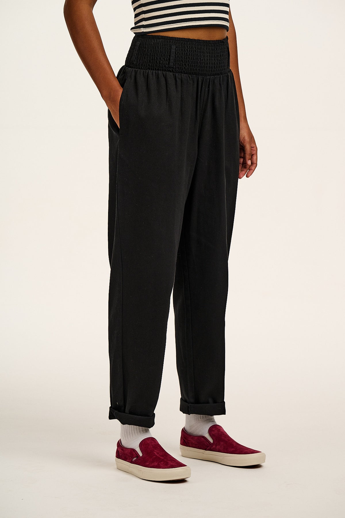 Alexa - Tapered Leg Trousers Organic Cotton in Black