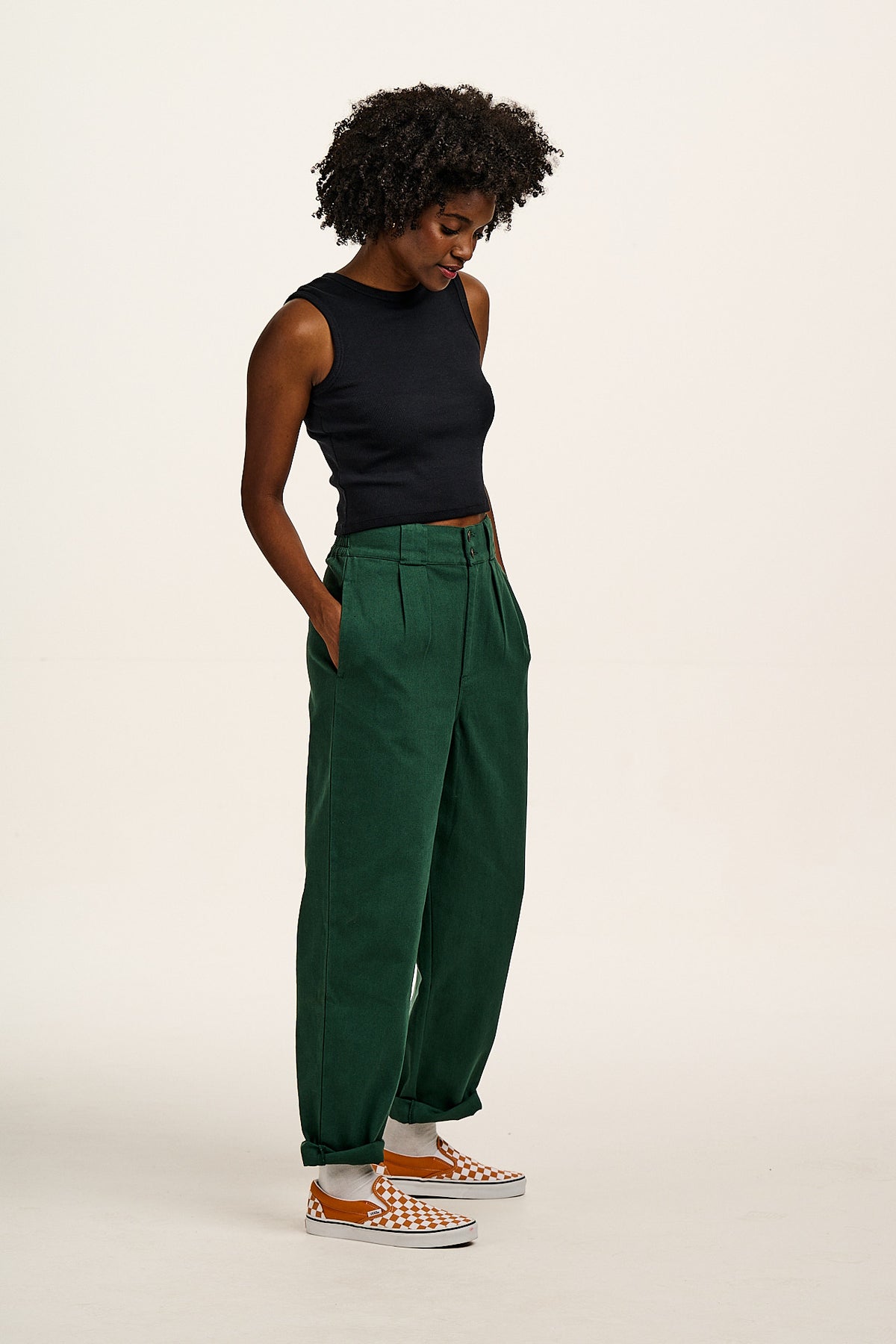 Addison - Cotton Jeans in Posy Green