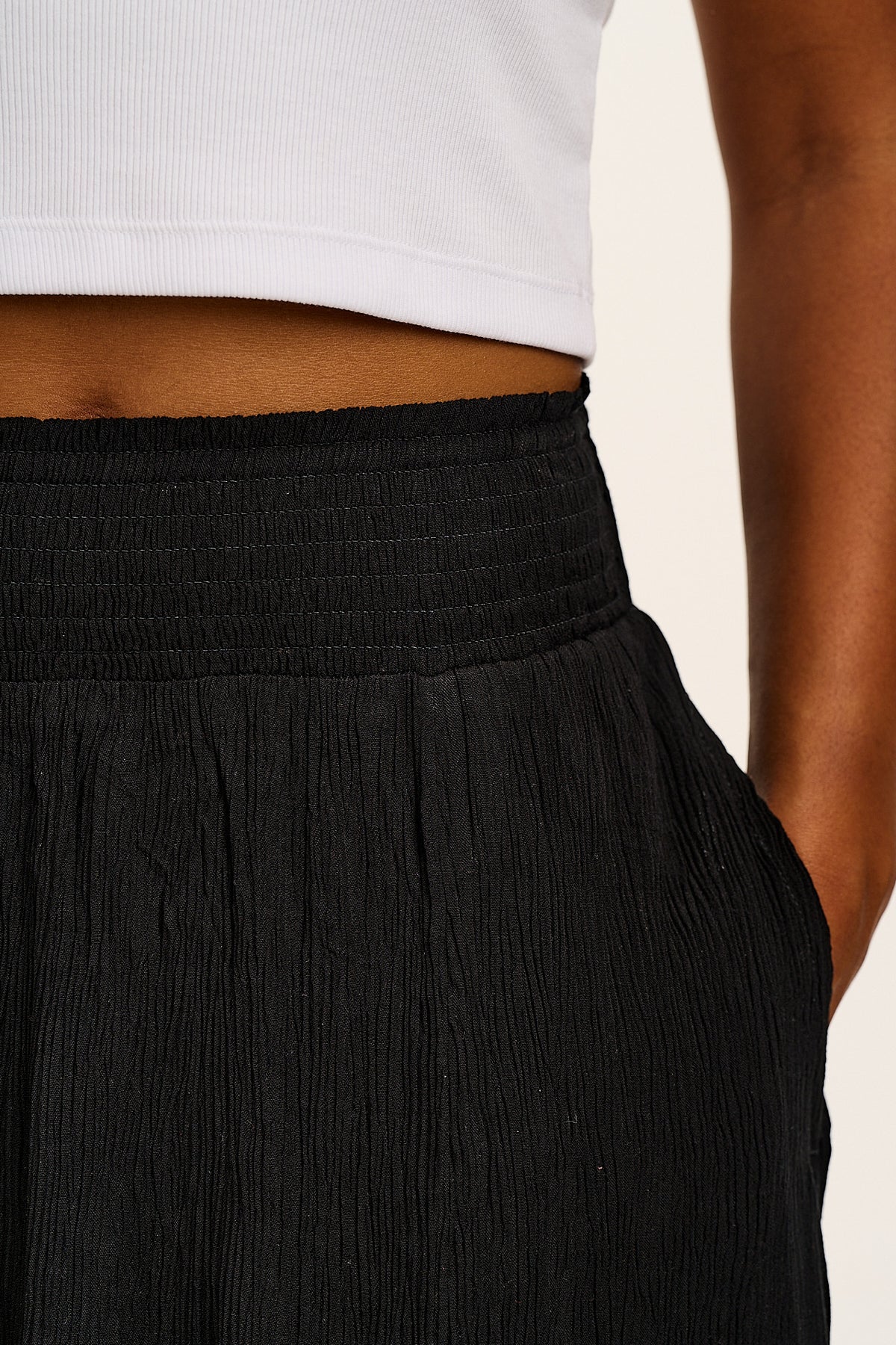Poppy - Elasticated Waist Midi Skirt ECOVERO Viscose in Black