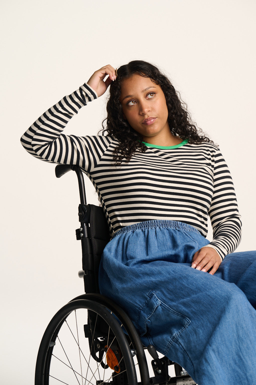 Grayson - Long Sleeve Top Cotton in Black & White Stripe