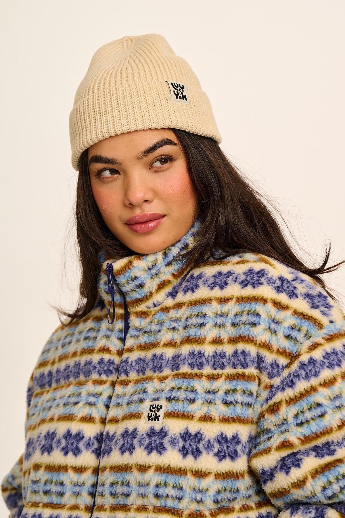 Paloma - Puffer Jacket Recycled Polyester Borg in Argyle