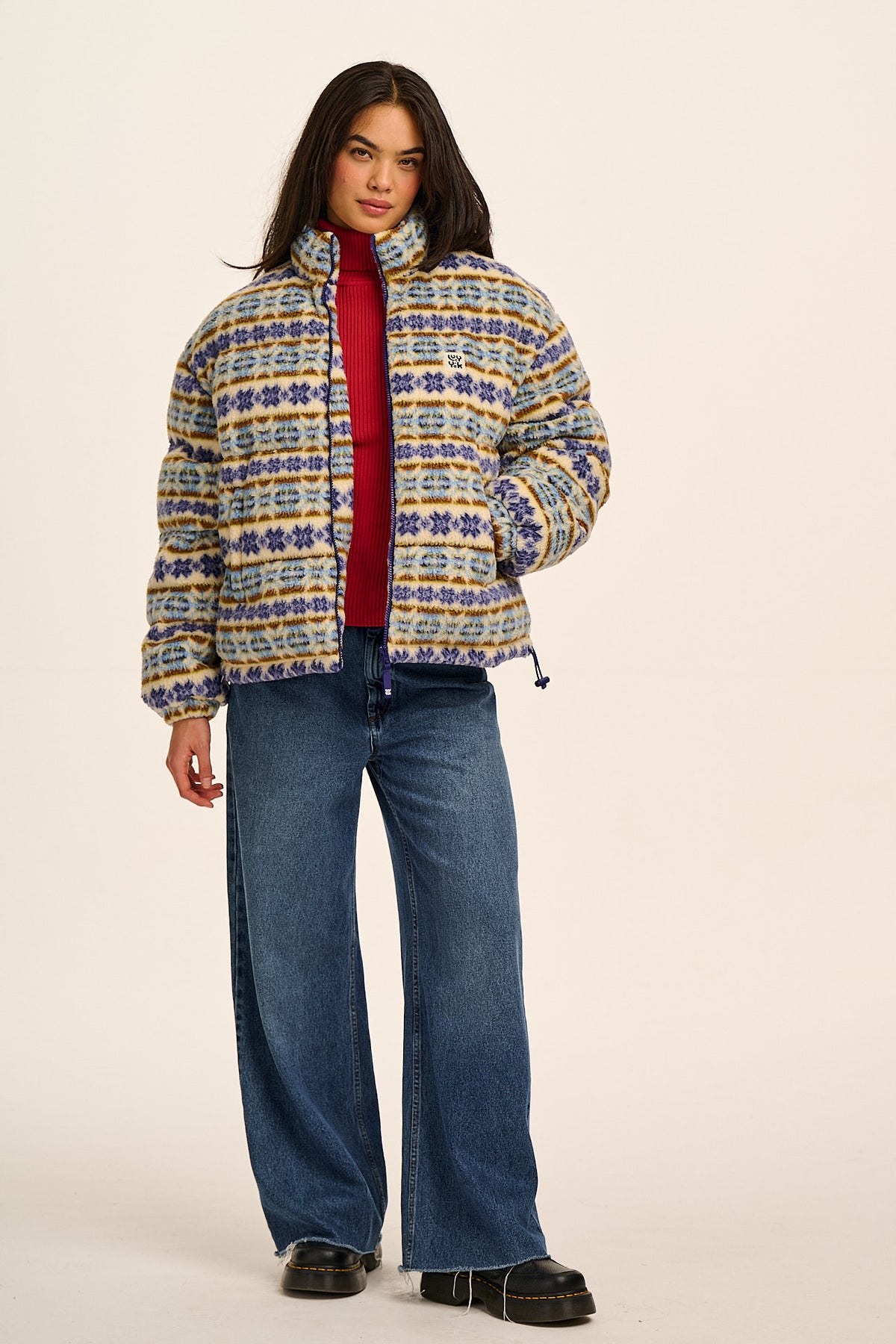 Paloma - Puffer Jacket Recycled Polyester Borg in Argyle