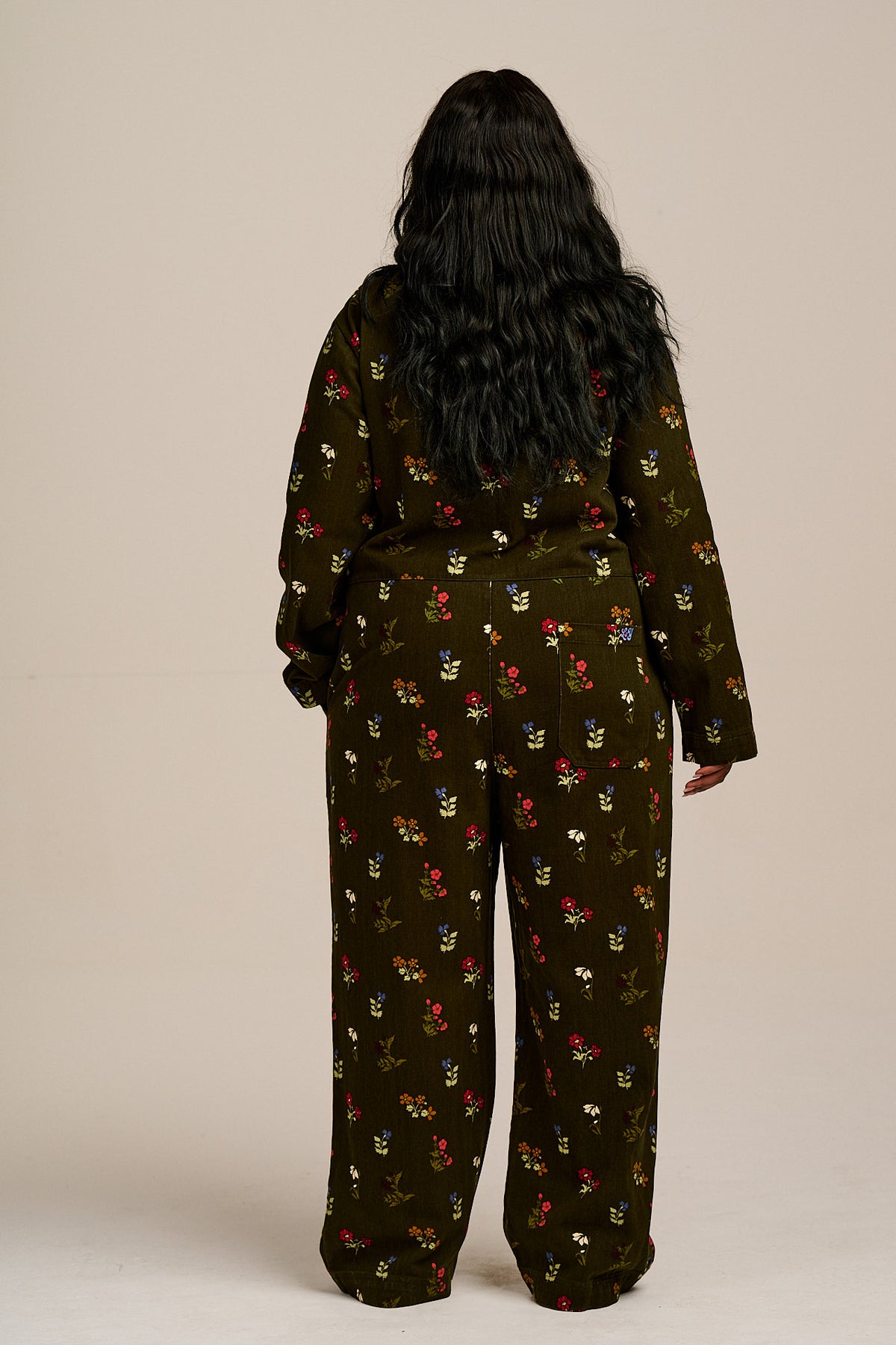 Arendal - Long Sleeve Jumpsuit Organic Cotton Twill in Winter Blooms