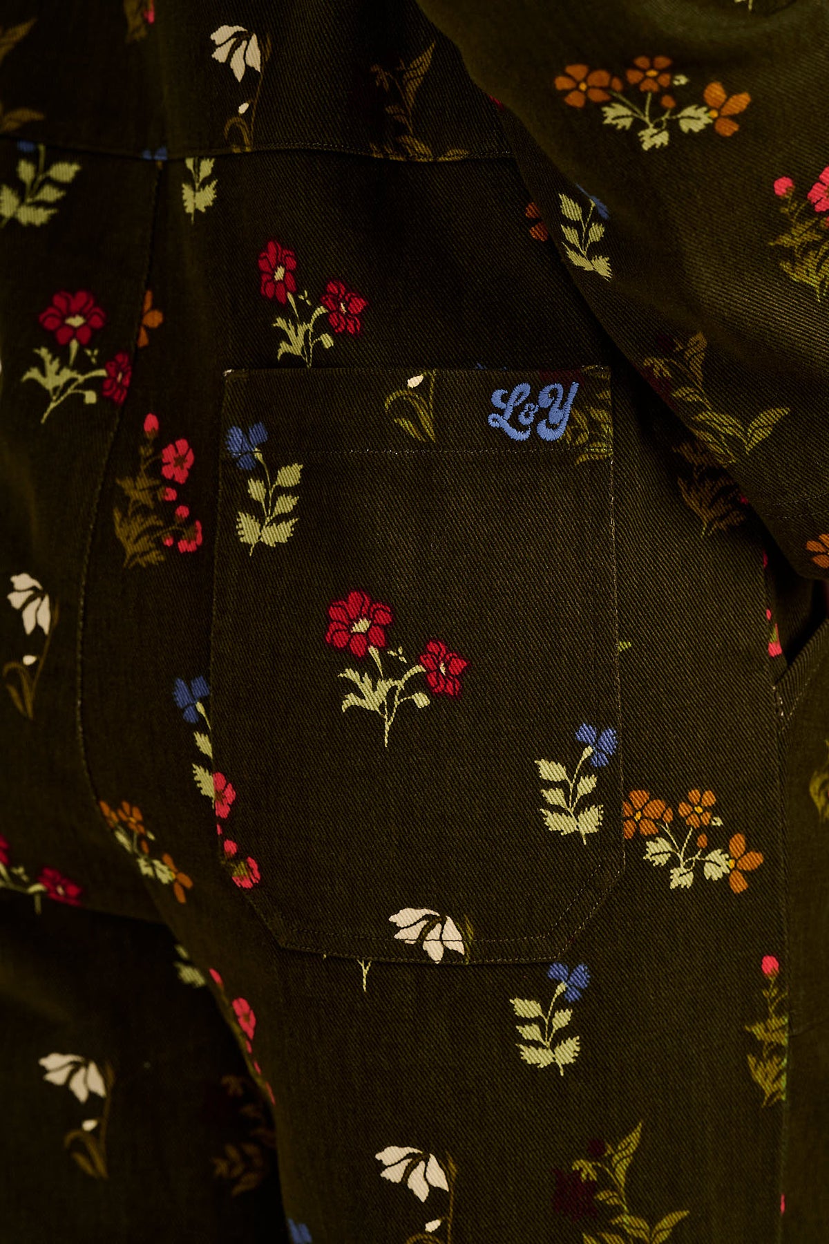 Arendal - Long Sleeve Jumpsuit Organic Cotton Twill in Winter Blooms