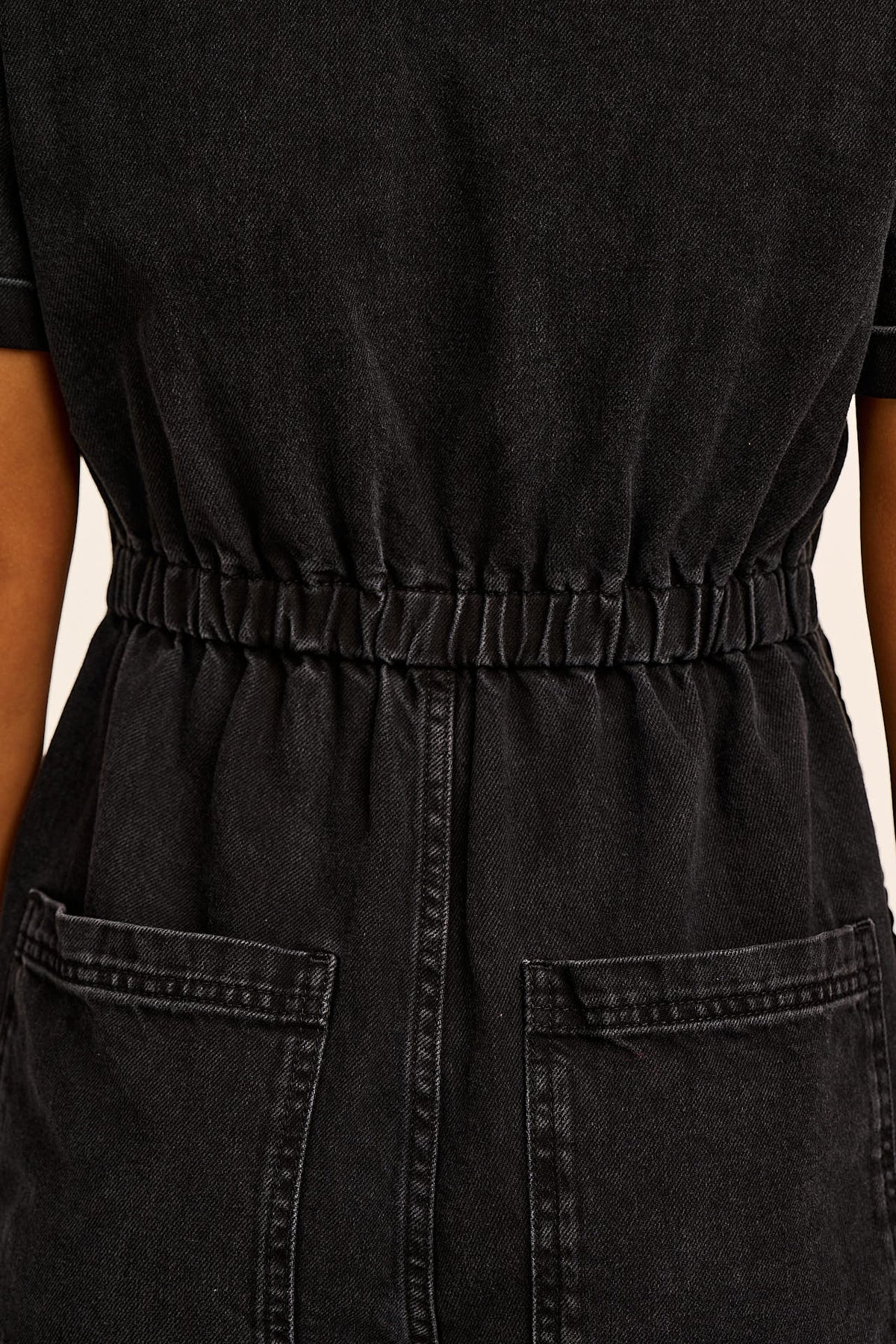 Ragan - Cropped Leg Jumpsuit Organic Cotton Denim in Black Wash