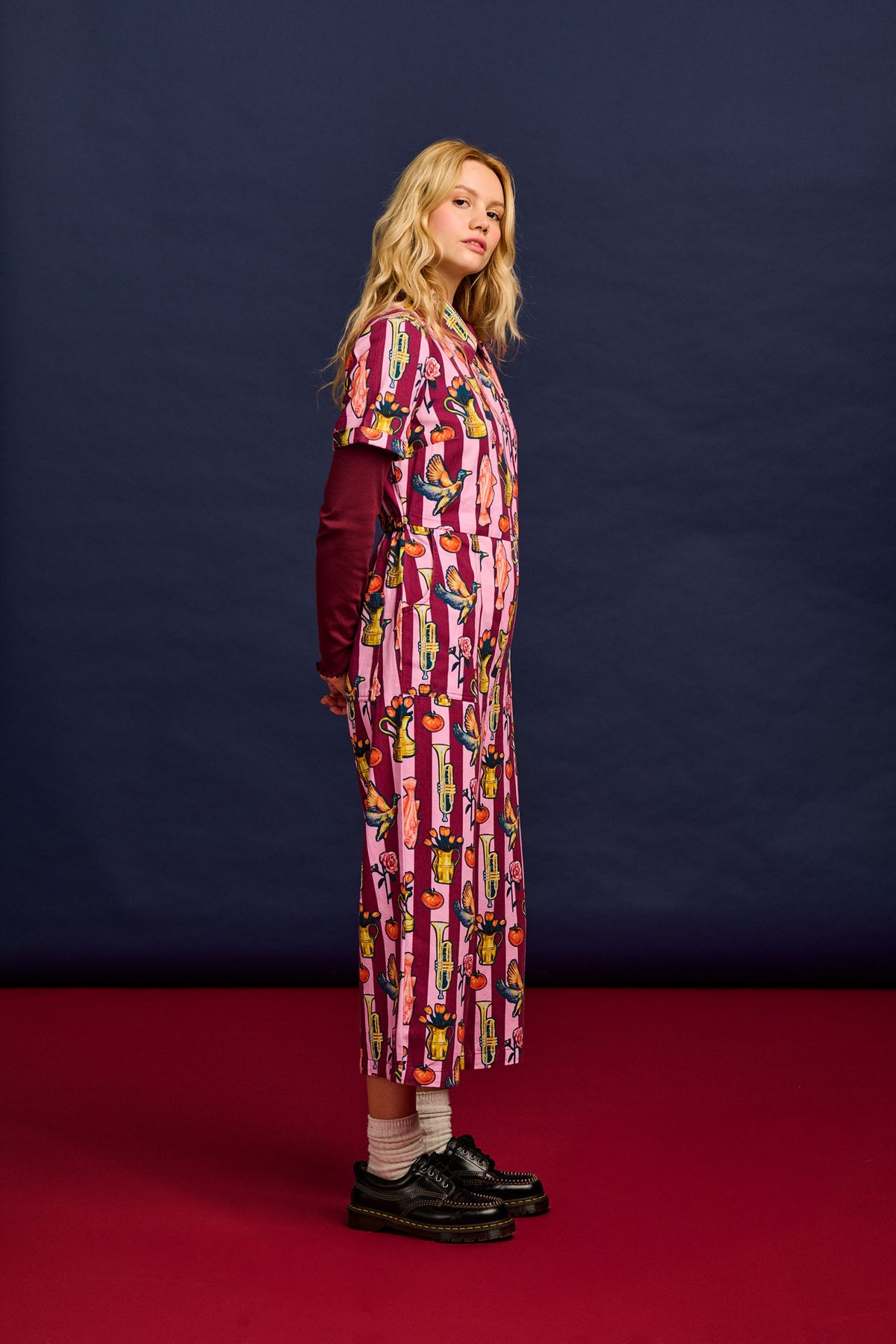 L.E. Ragan - Cropped Leg Jumpsuit Organic Cotton Twill in Artist Print by Emily Furr & Yak