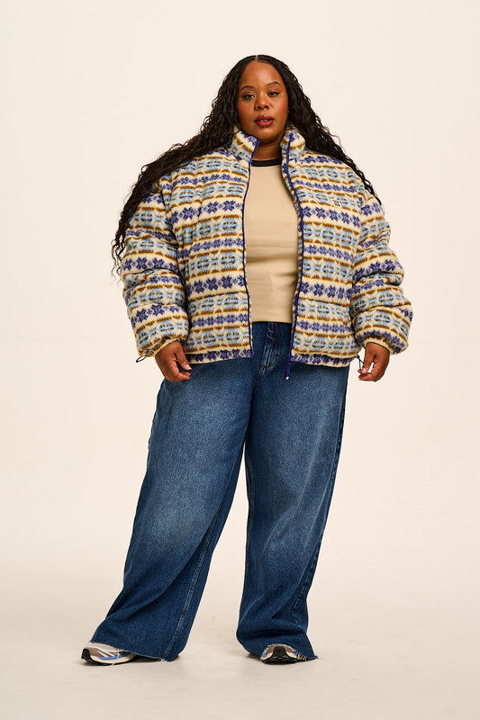 Paloma - Puffer Jacket Recycled Polyester Borg in Argyle