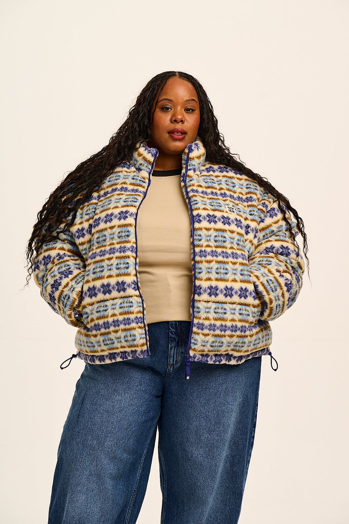 Paloma - Puffer Jacket Recycled Polyester Borg in Argyle