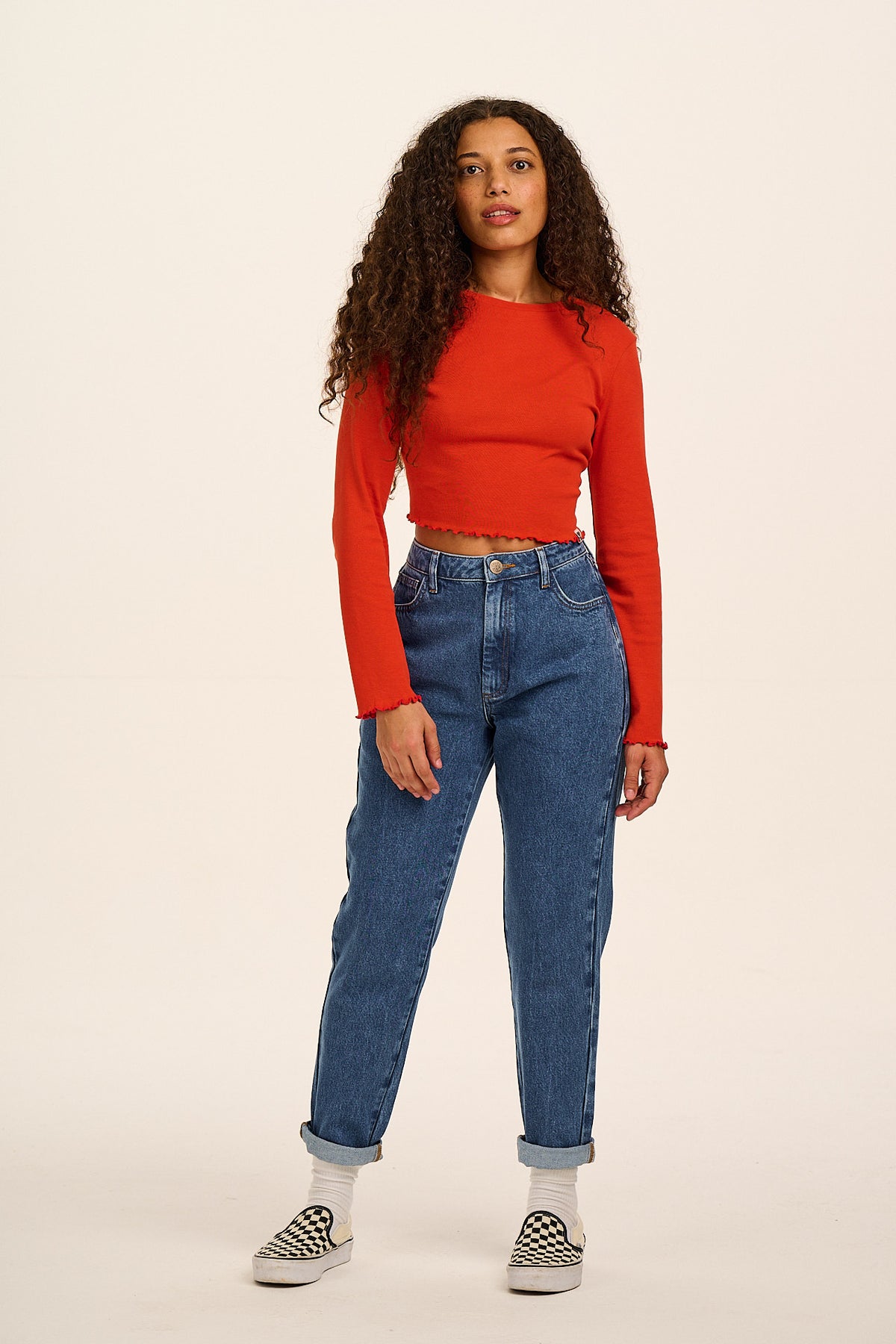 Dana - Mom Jeans Organic Cotton Denim in Mid Wash Blue