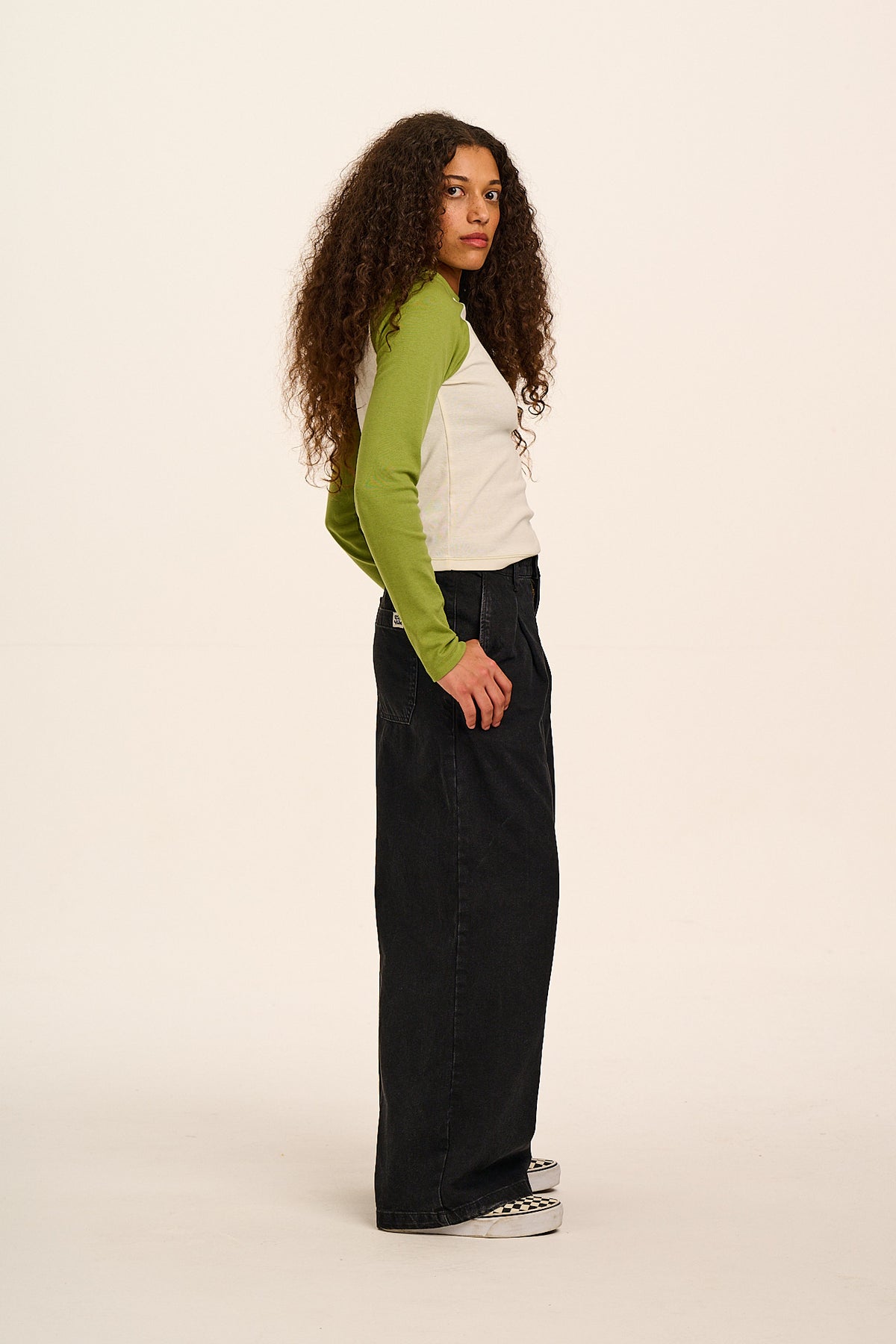 Tate - Extra Wide Leg Jeans Organic Cotton Denim in Black Wash