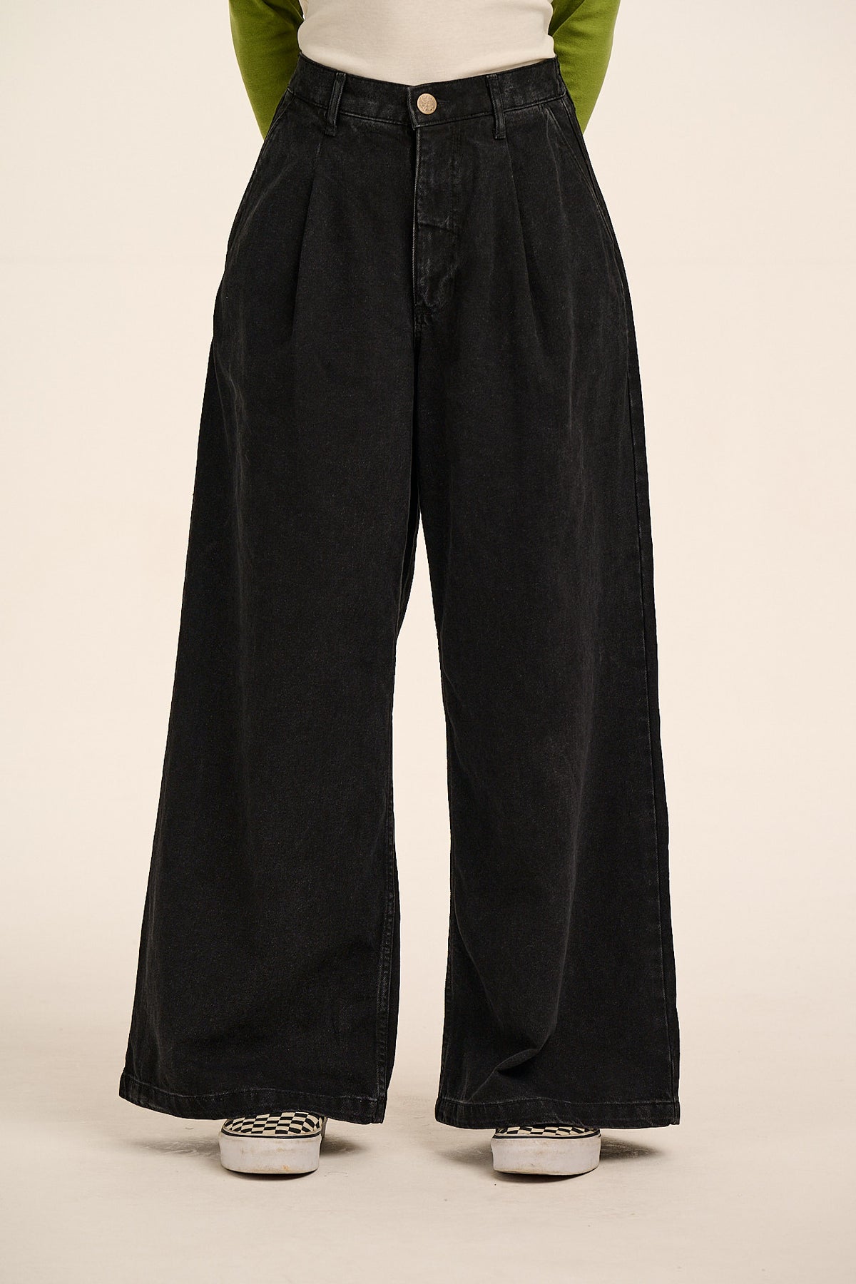 Tate - Extra Wide Leg Jeans Organic Cotton Denim in Black Wash