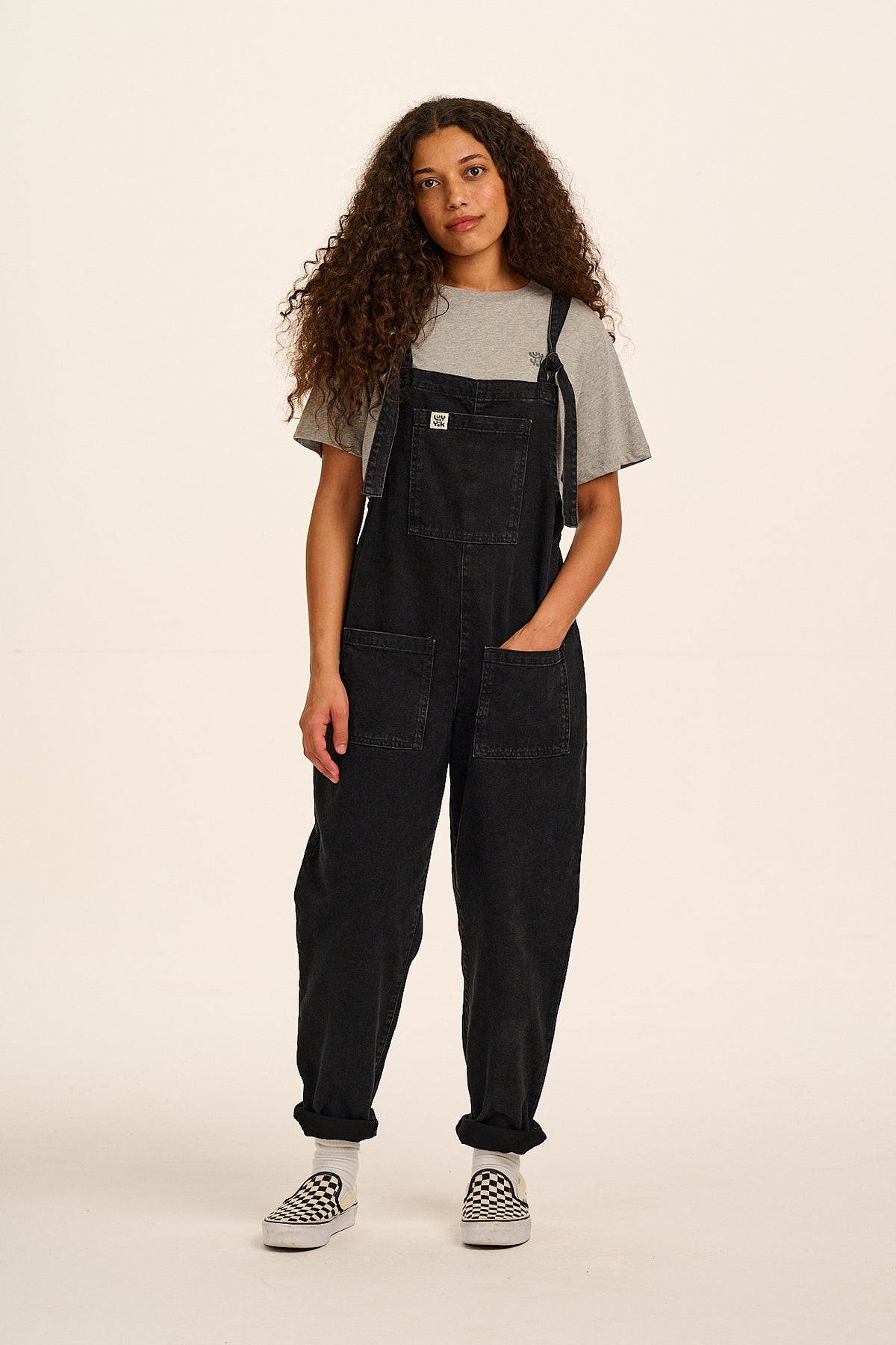 Original - Straight Leg Dungarees Organic Cotton Denim in Washed Black