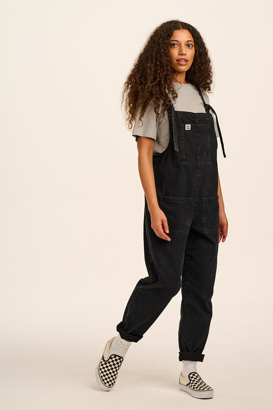 Original - Straight Leg Dungarees Organic Cotton Denim in Washed Black
