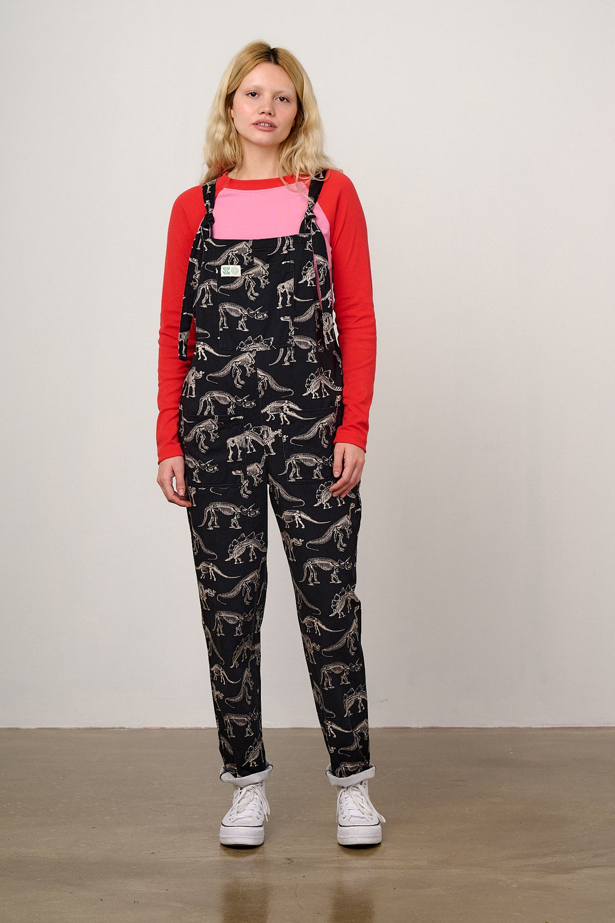 L.E. Original - Cotton Dungarees in B&W Dinosaur Natural History Museum & Yak