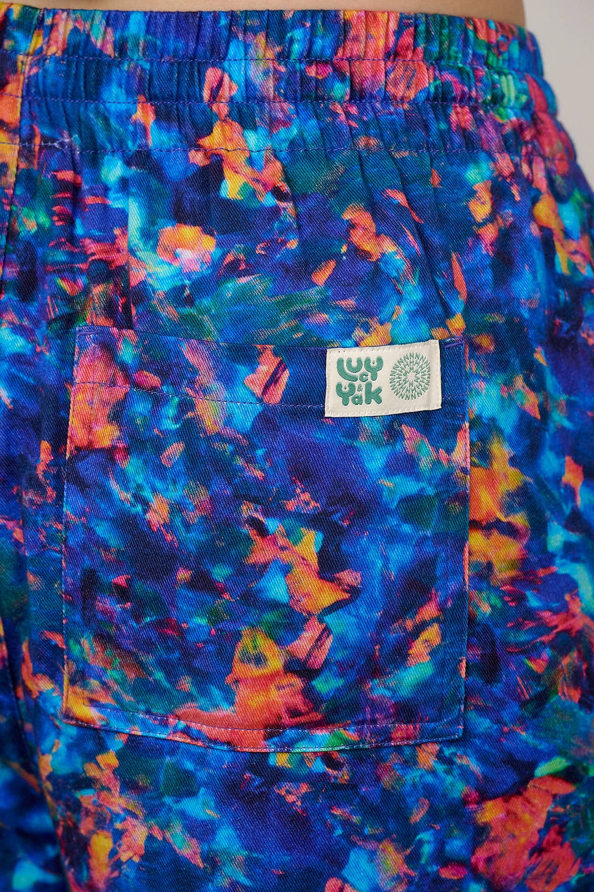 L.E. Chuck - Wide Leg Trousers - Organic Cotton in Digital Blur Natural History Museum & Yak