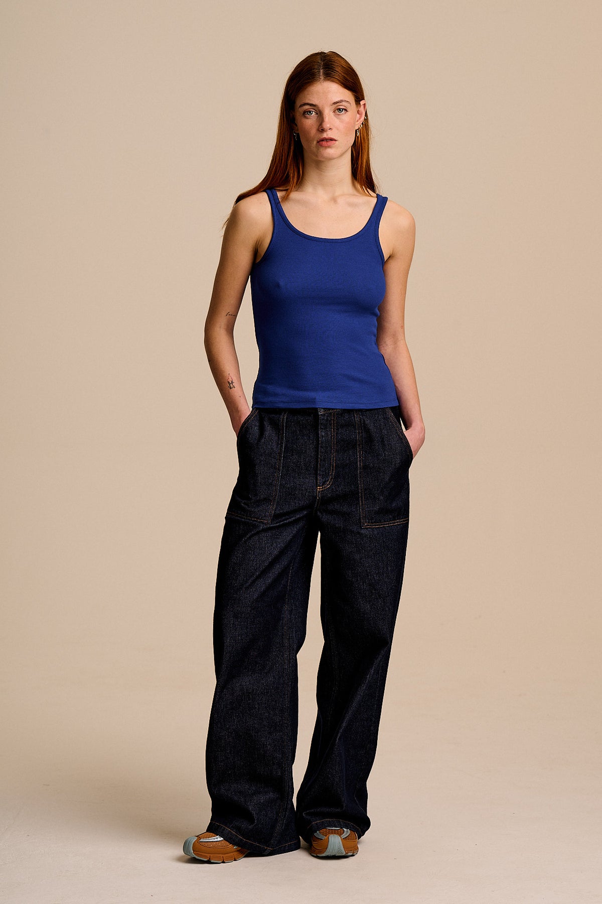Tully - Cotton Strappy Vest in Blue