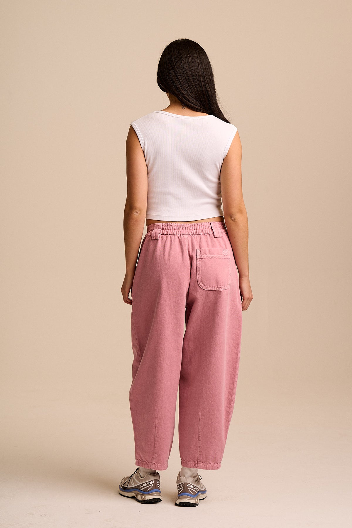 Ashby - Barrel Leg Trousers Organic Cotton Denim in Washed Pink