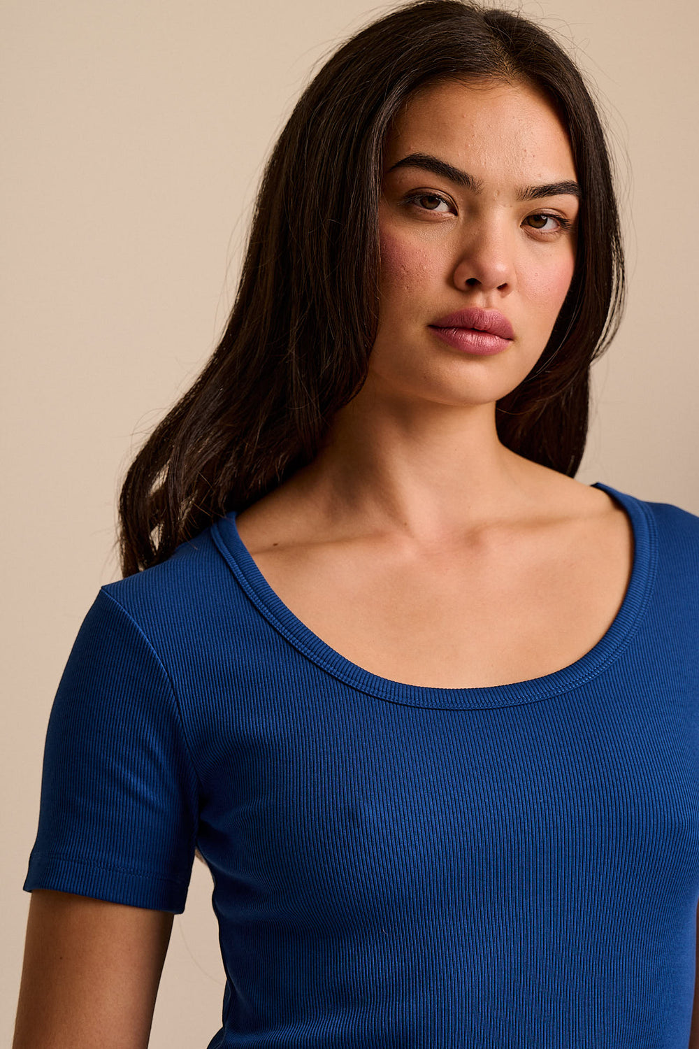 Vita - Scoop Neck T-Shirt Organic Cotton in Navy