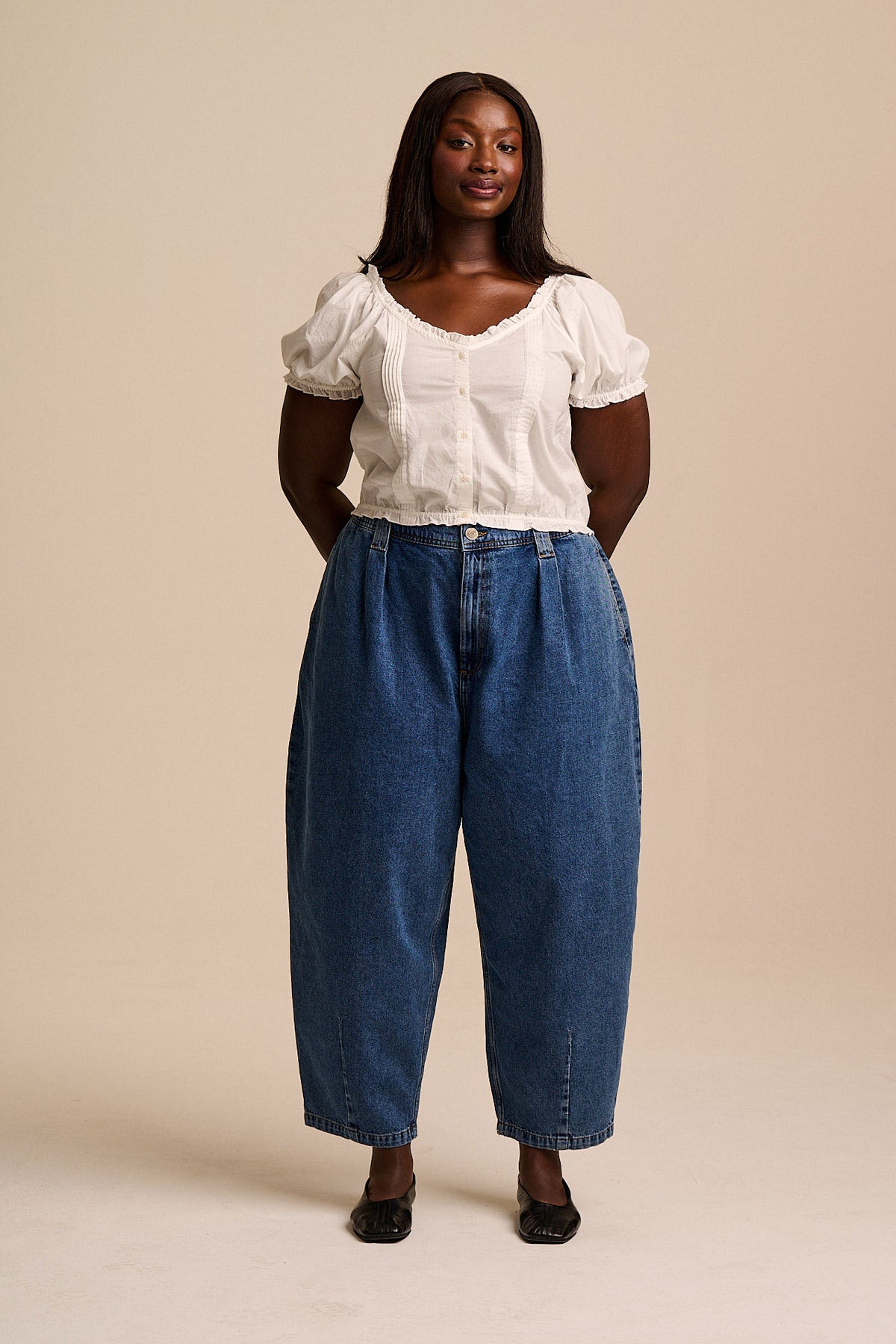 Sage - Puff Sleeve Blouse - Organic Cotton in White