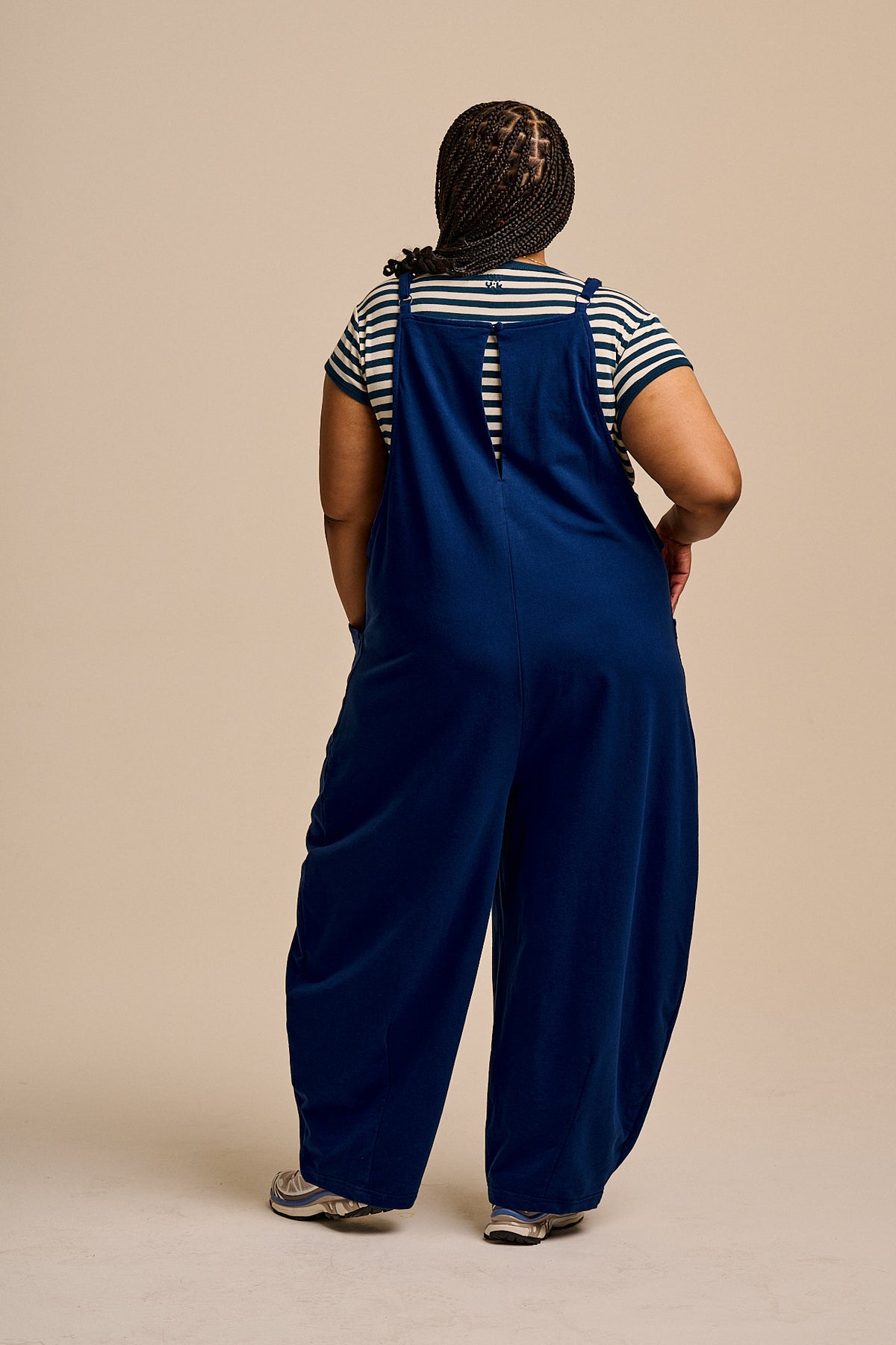 Oaxaca - Barrel Leg Dungarees - Organic Cotton Jersey in Navy