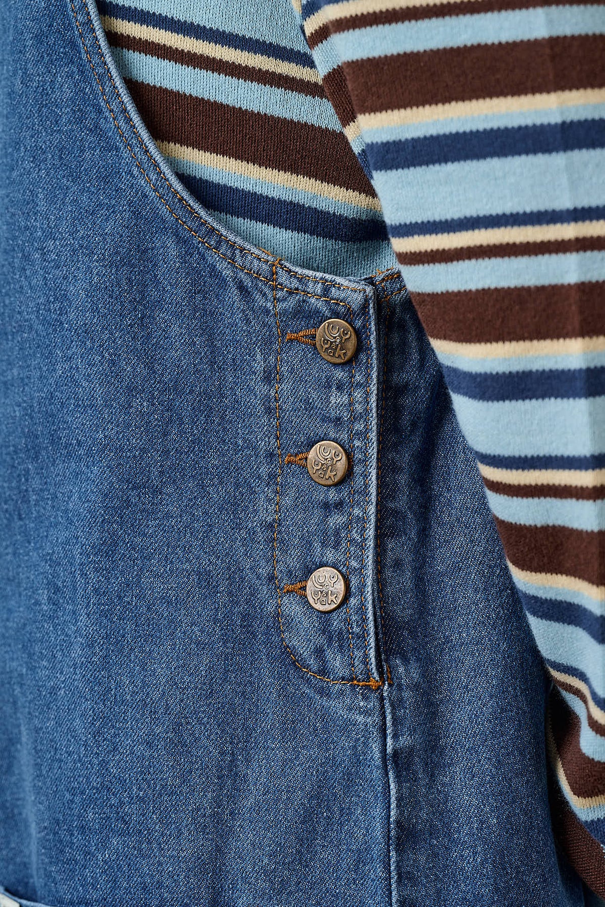 Layla - Pinafore Mini Dress Organic Cotton Denim in Blue Wash