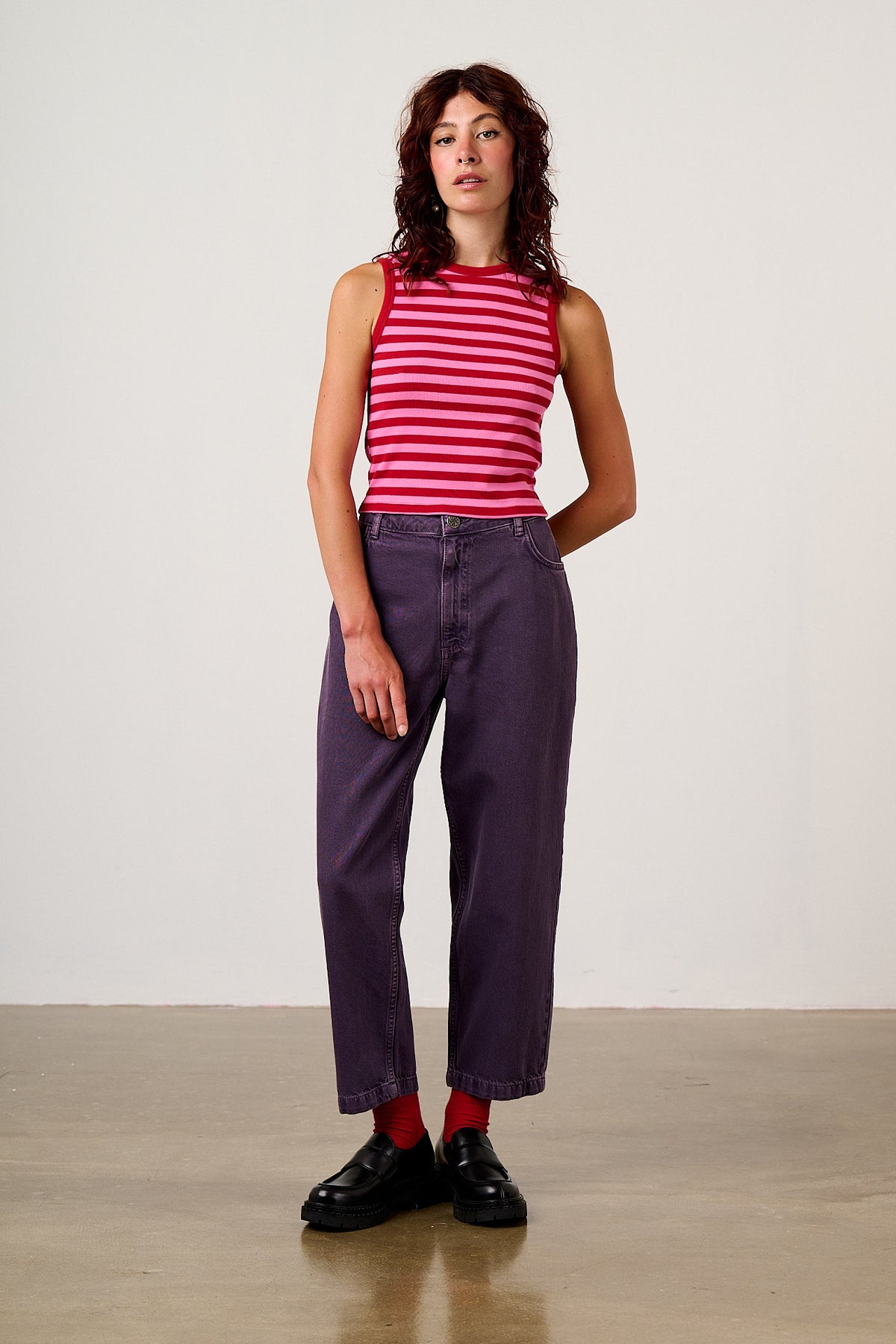 Drew - Straight Leg Jeans Organic Cotton Denim in Purple Wash