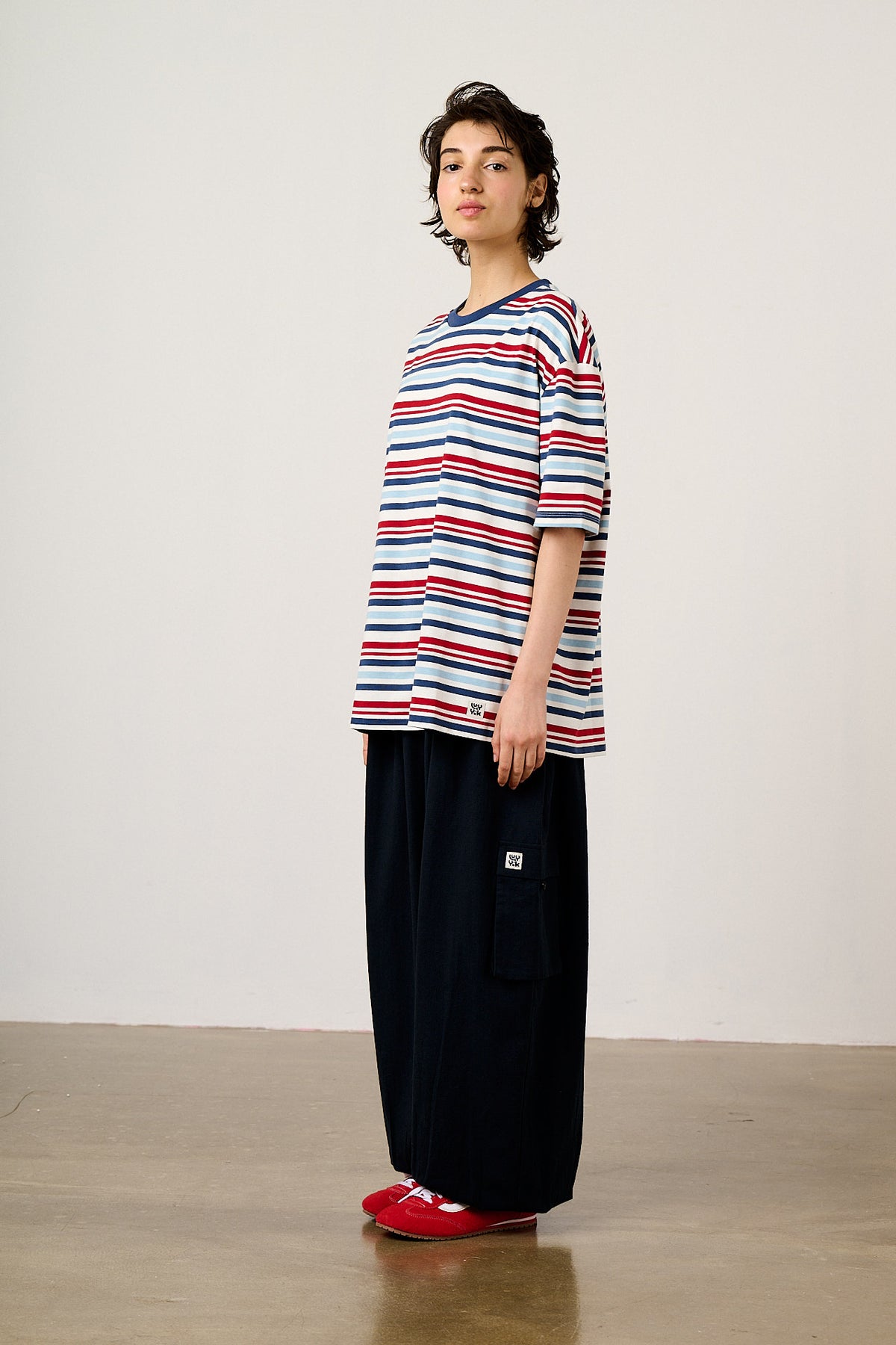 Benny - Oversized T-Shirt Organic Cotton in Multi Blue Stripe