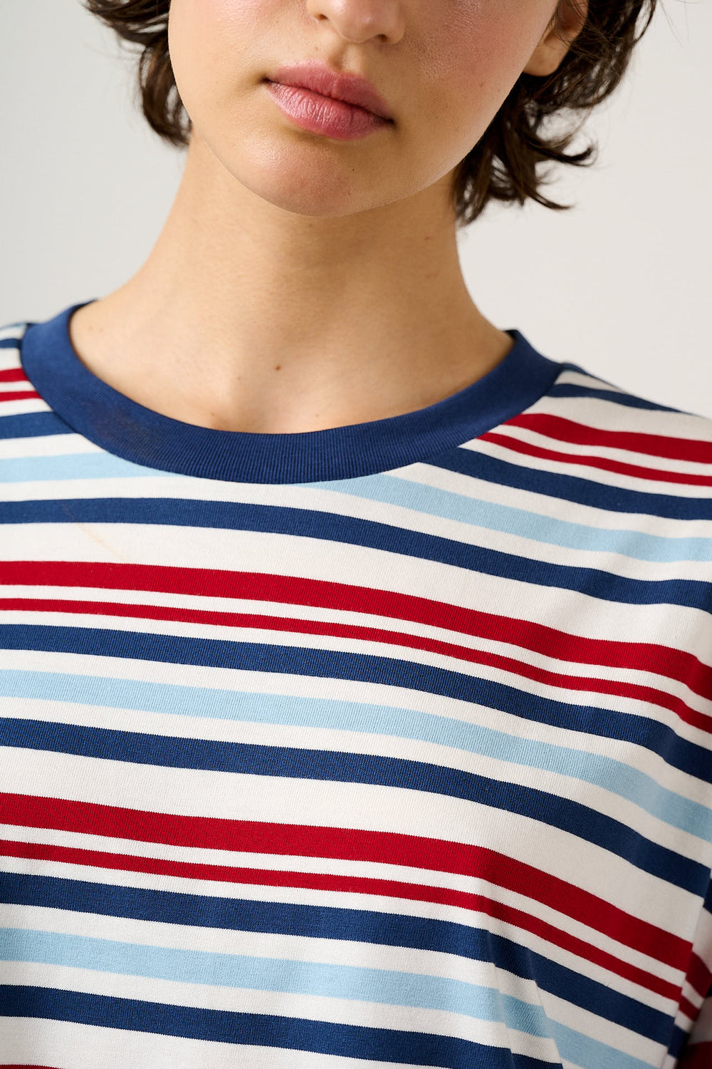 Benny - Oversized T-Shirt Organic Cotton in Multi Blue Stripe