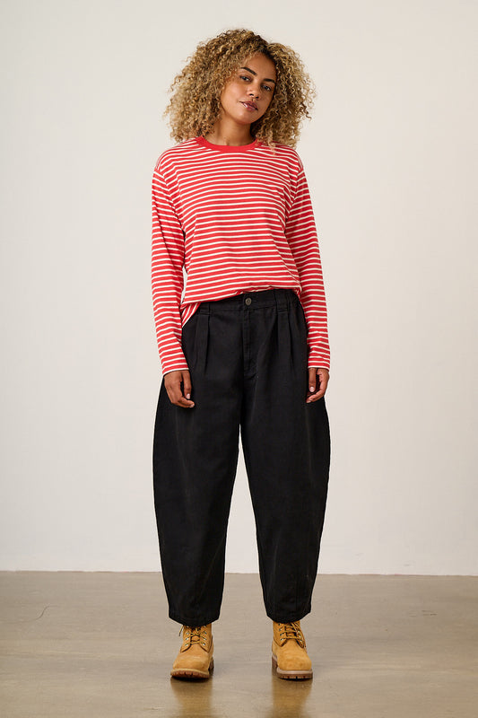 Ashby - Barrel Leg Trousers Organic Cotton in Black