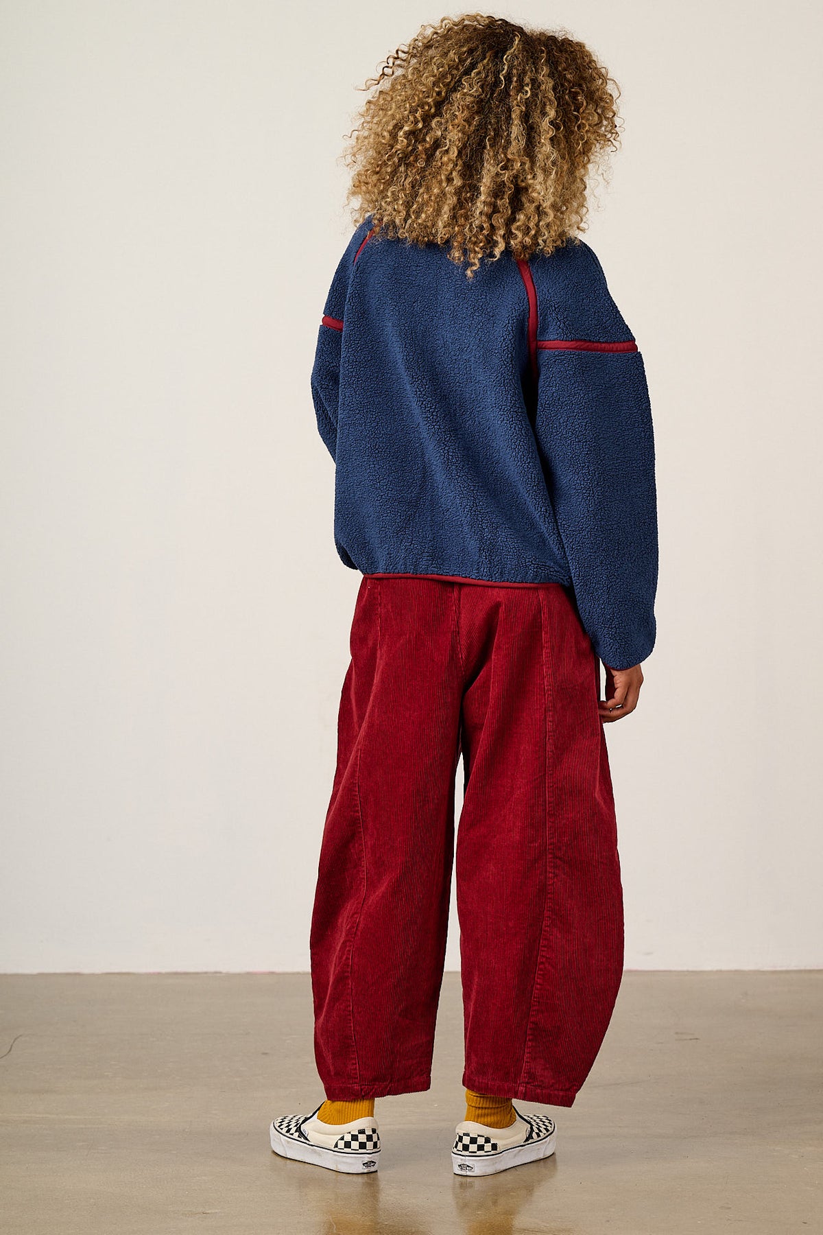 Hadley - Half Zip Fleece Recycled Polyester Borg in Navy and Burgundy