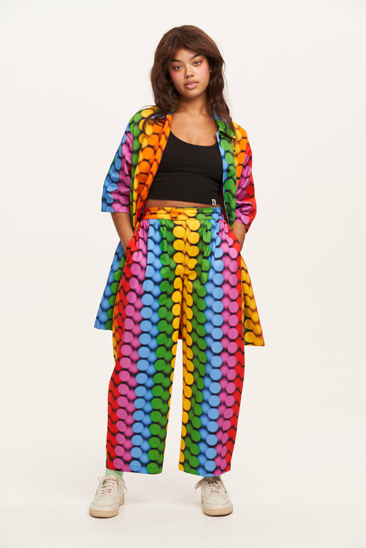 Beau - Barrel Leg Trousers Organic Cotton in Good Vibrations Print