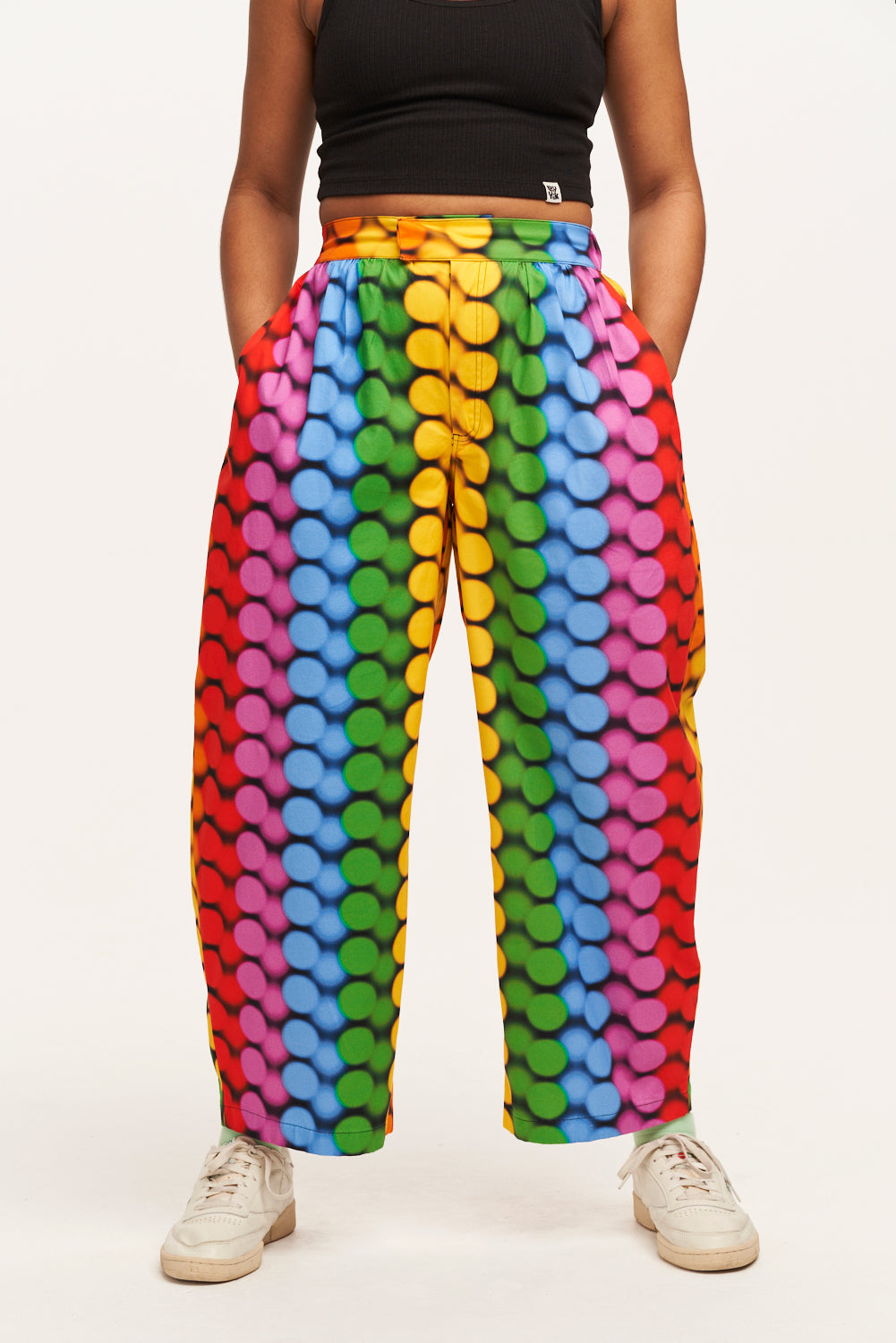 Beau - Barrel Leg Trousers Organic Cotton in Good Vibrations Print