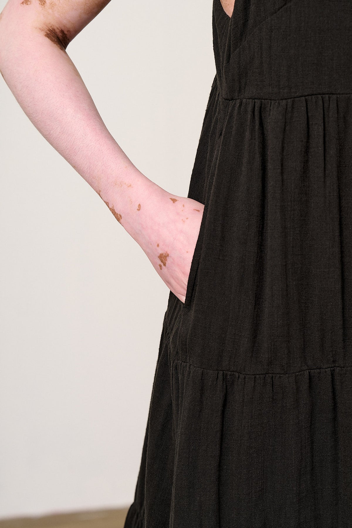 Mable - Tiered Maxi Dress - Organic Cotton Double Gauze in Black