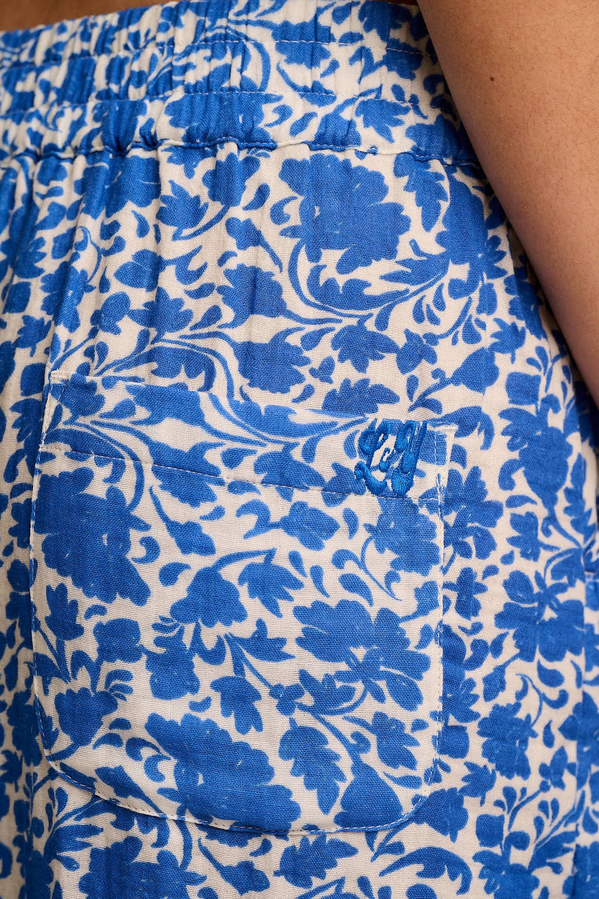 Maddie - Wide Leg Trousers Organic Cotton Double Gauze in Summer Edit Blue Floral