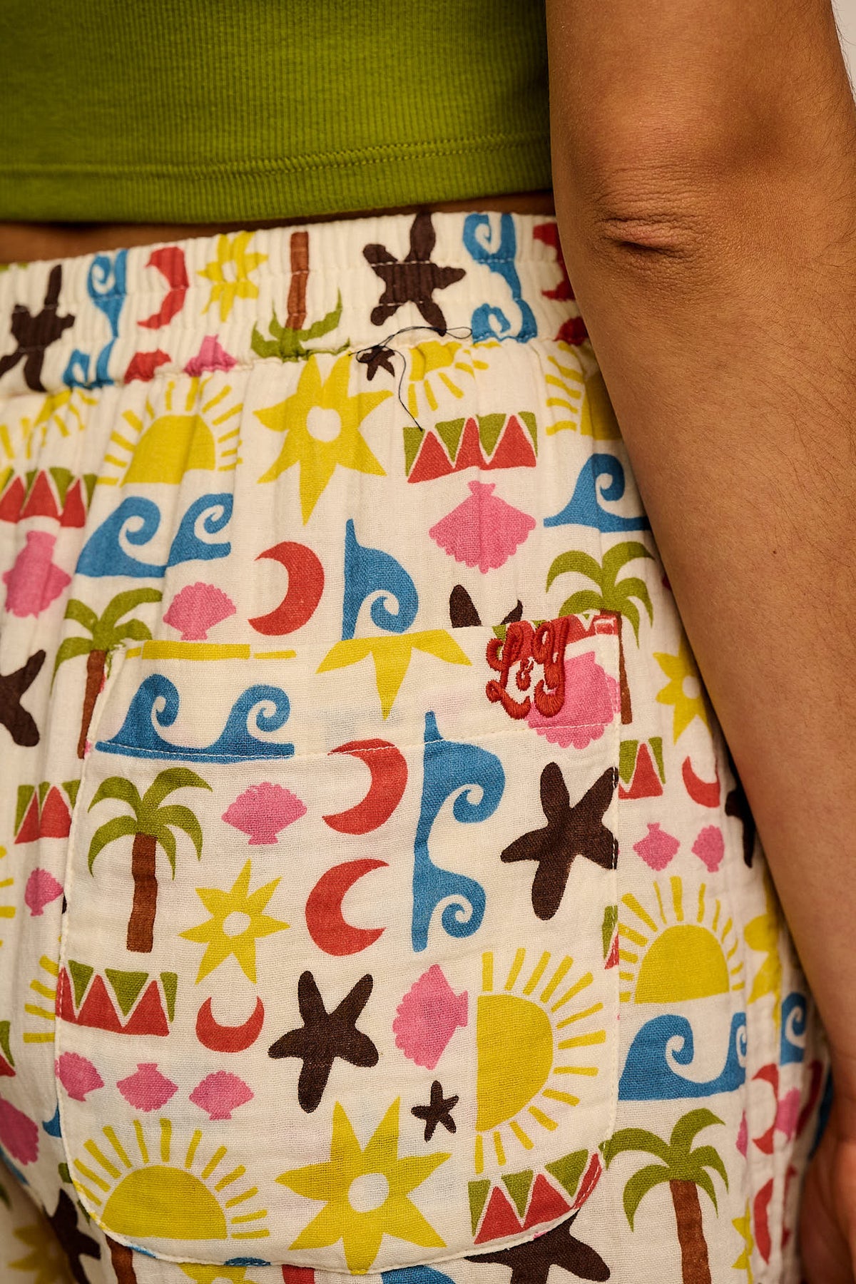 Madero - Knee Length Shorts Organic Cotton Double Gauze in Coastal Beach Tile