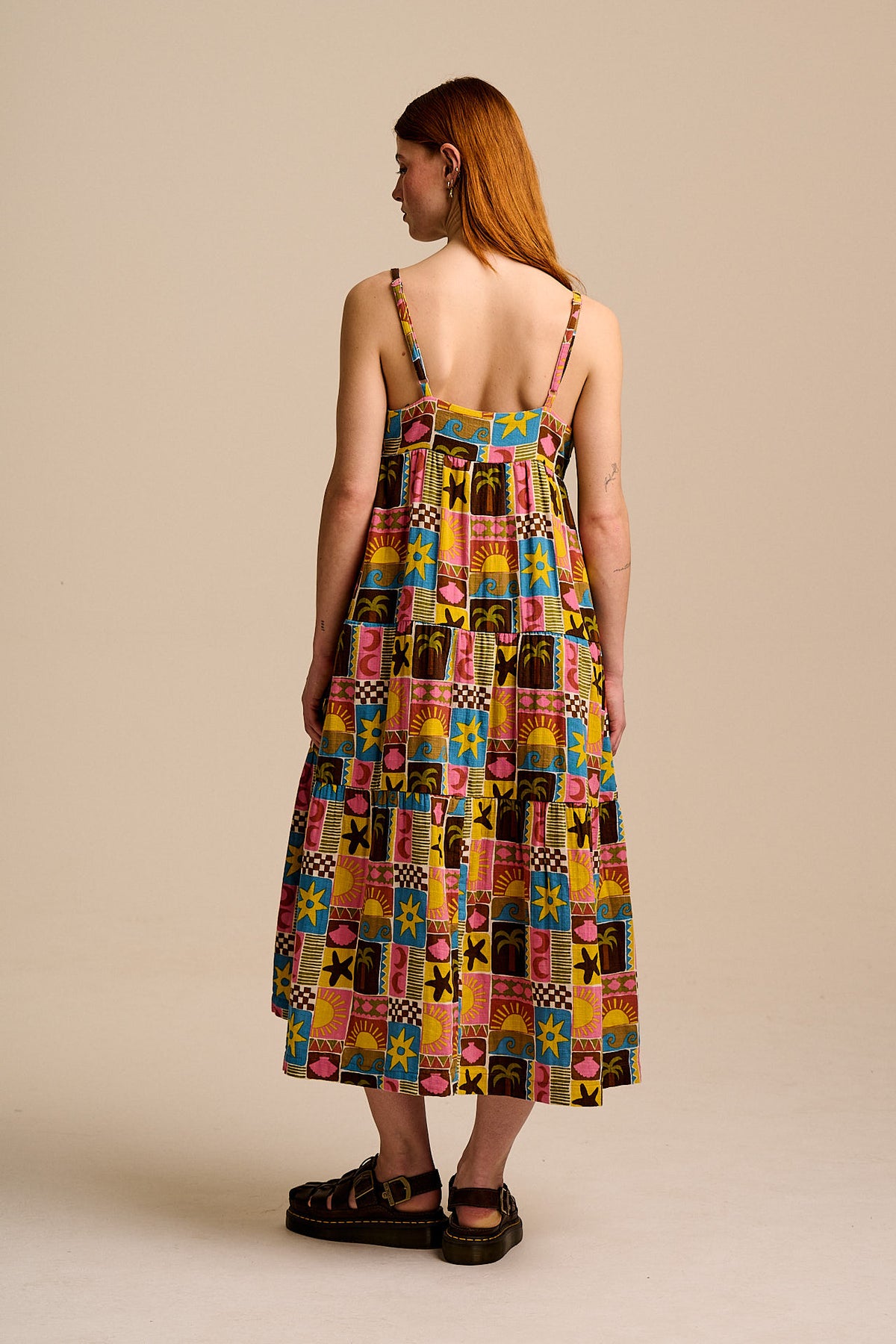 Mable - Tiered Maxi Dress Organic Cotton Double Gauze in Multi Coastal Print