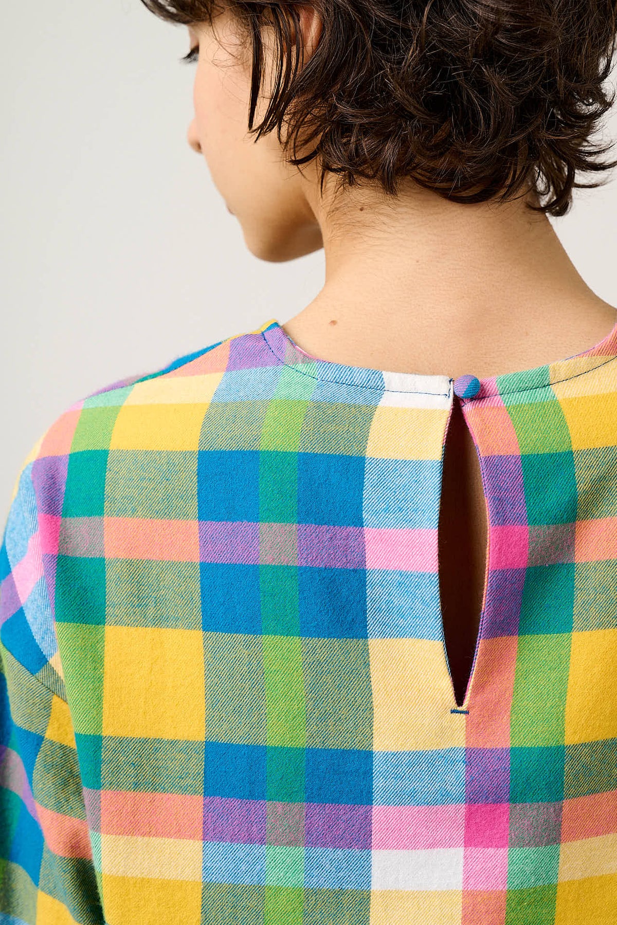 Maisie - Boxy Top Organic Brushed Cotton in Retro Picnic Fun Check