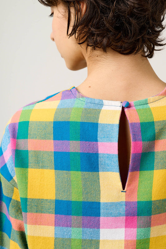 Maisie - Boxy Top Organic Brushed Cotton in Retro Picnic Fun Check