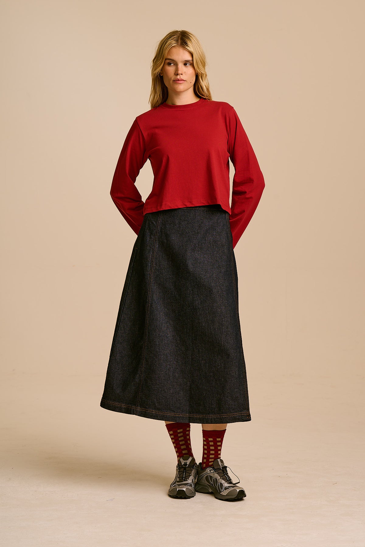 Mio - Long Sleeve T-Shirt Cotton in Red