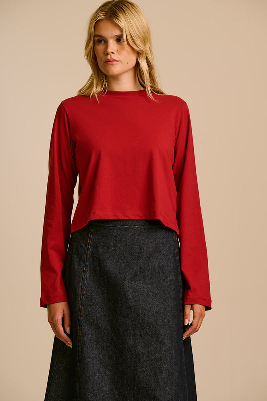 Mio - Long Sleeve T-Shirt Cotton in Red