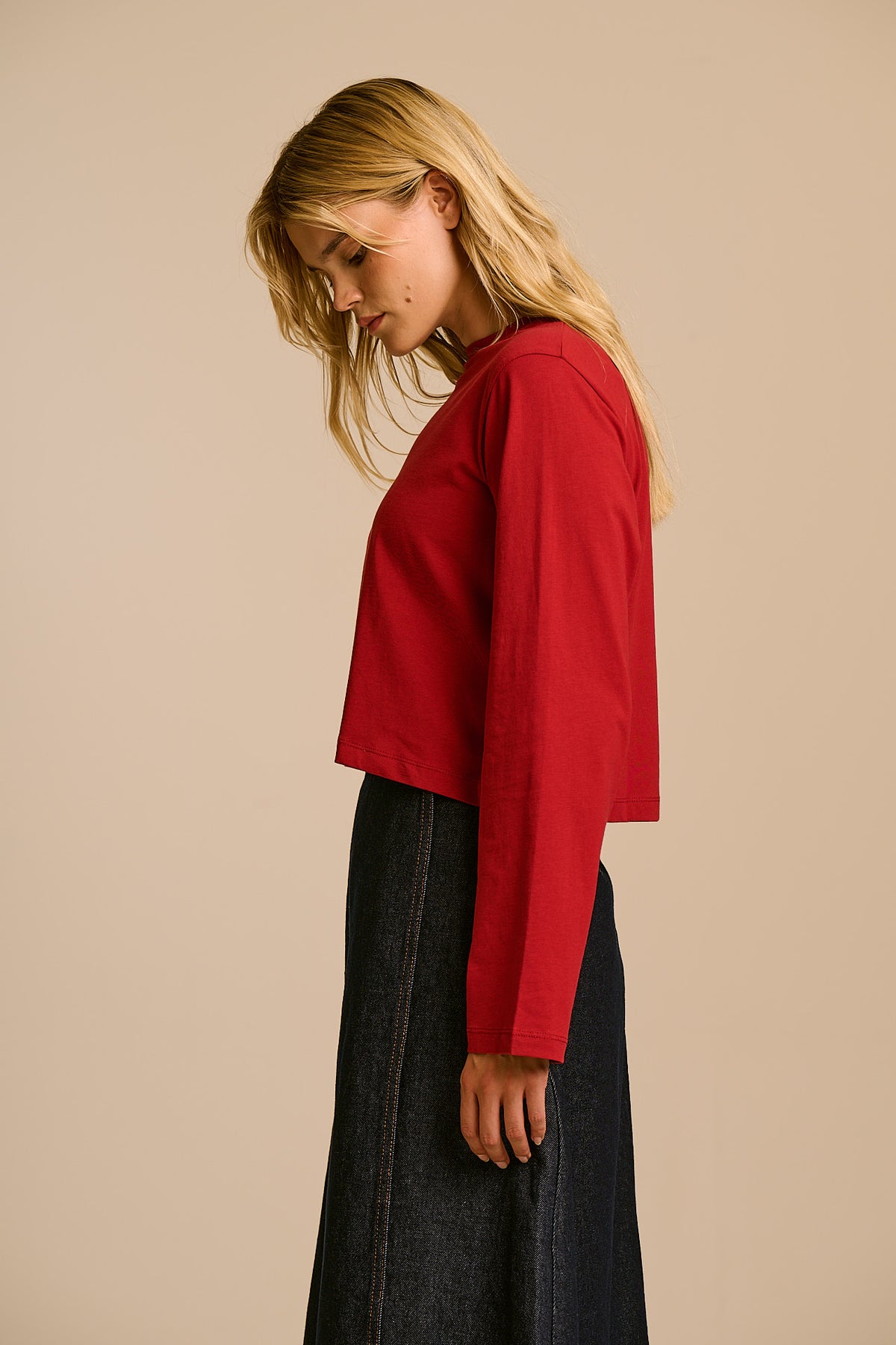 Mio - Long Sleeve T-Shirt Cotton in Red