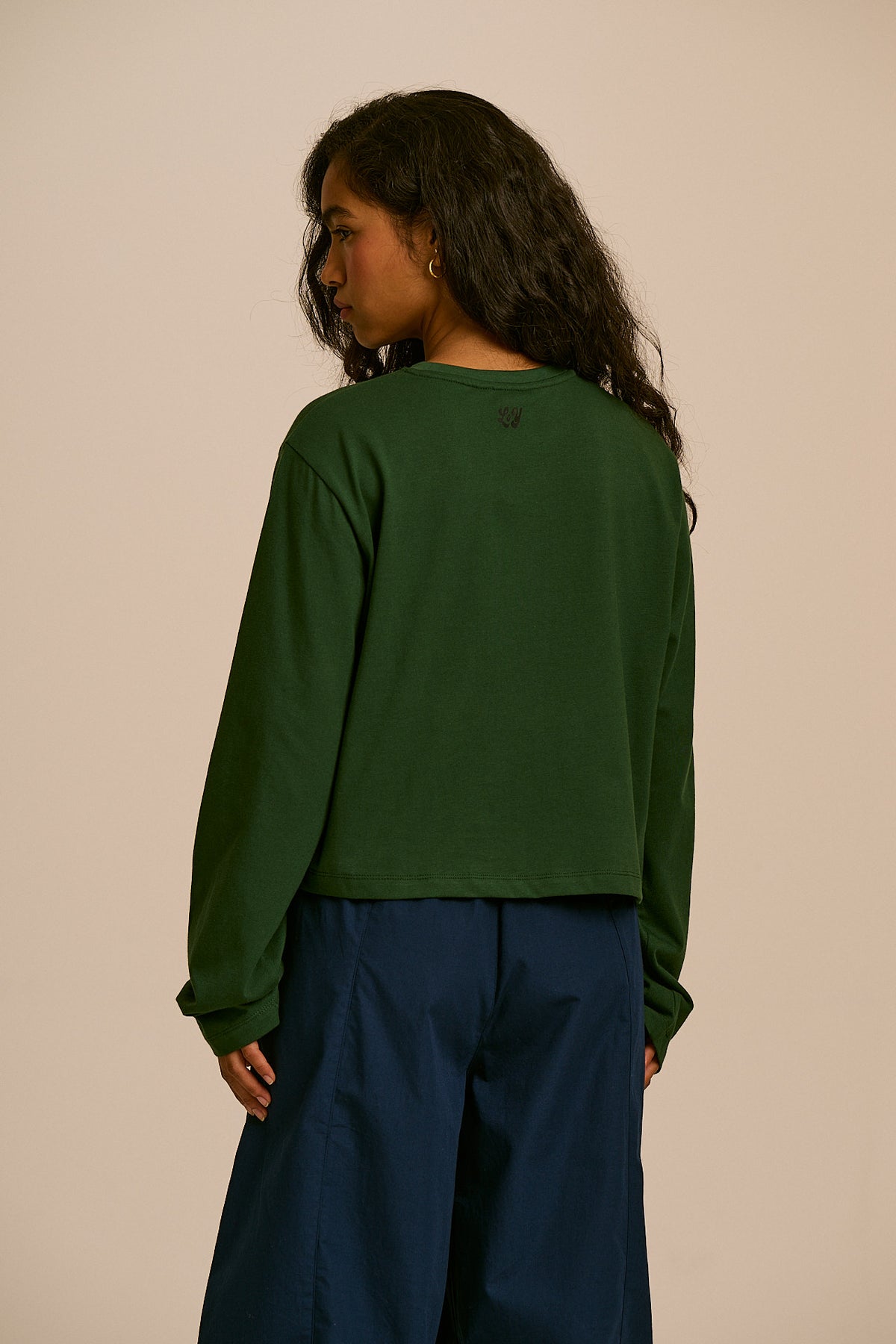 Mio - Long Sleeve T-Shirt Cotton in Dark Green
