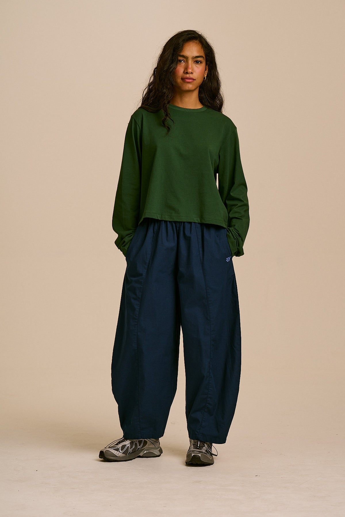 Mio - Long Sleeve T-Shirt Cotton in Dark Green
