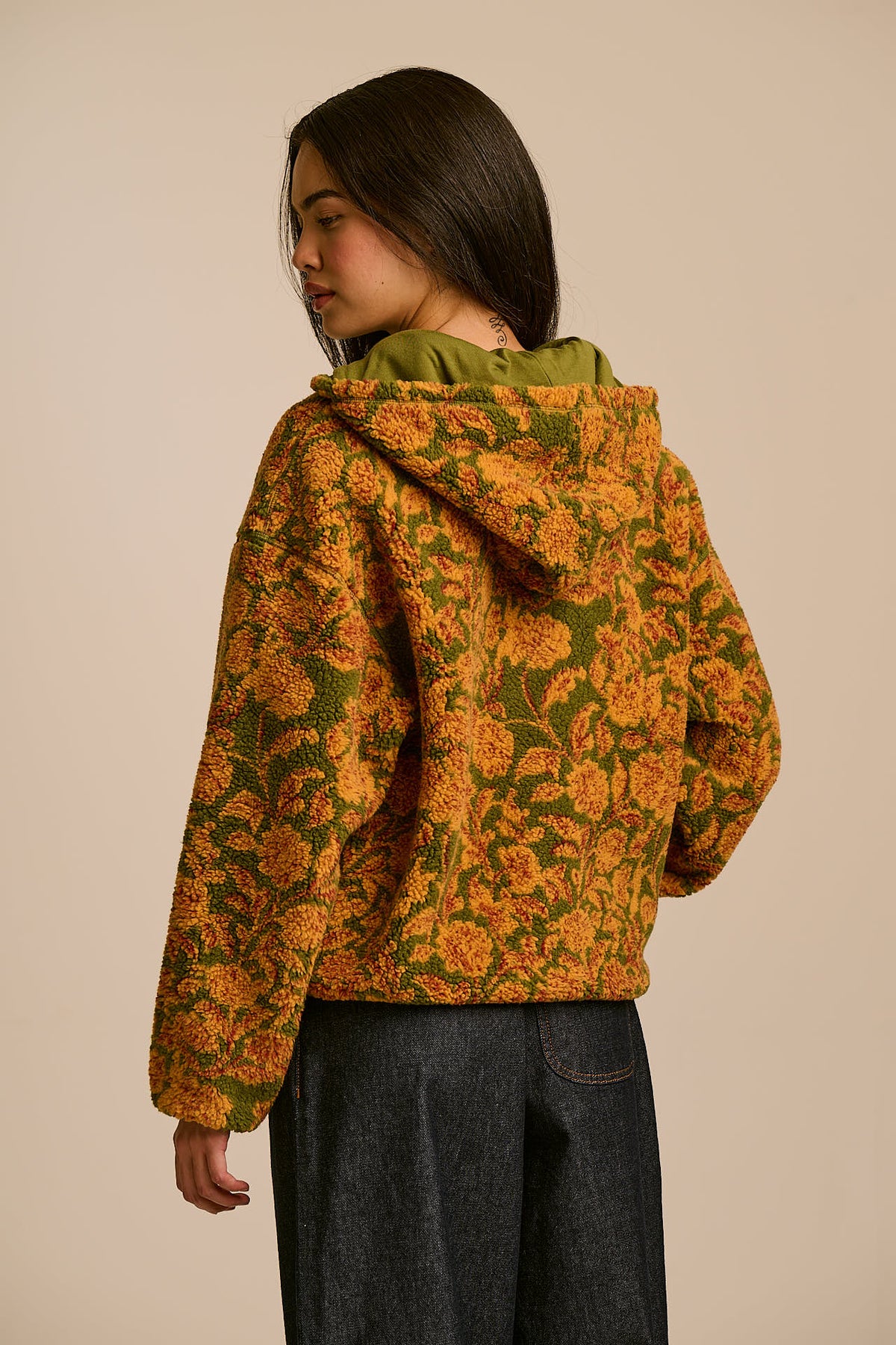 Misha - Borg Fleece Jacket Recycled Polyester in Green Palace Floral