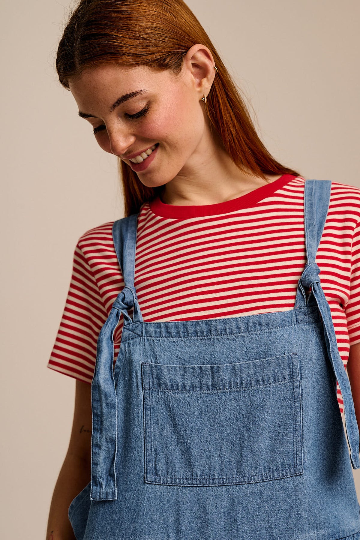 Miyada - Cuffed Leg Dungarees Organic Cotton Denim in Light Wash Blue